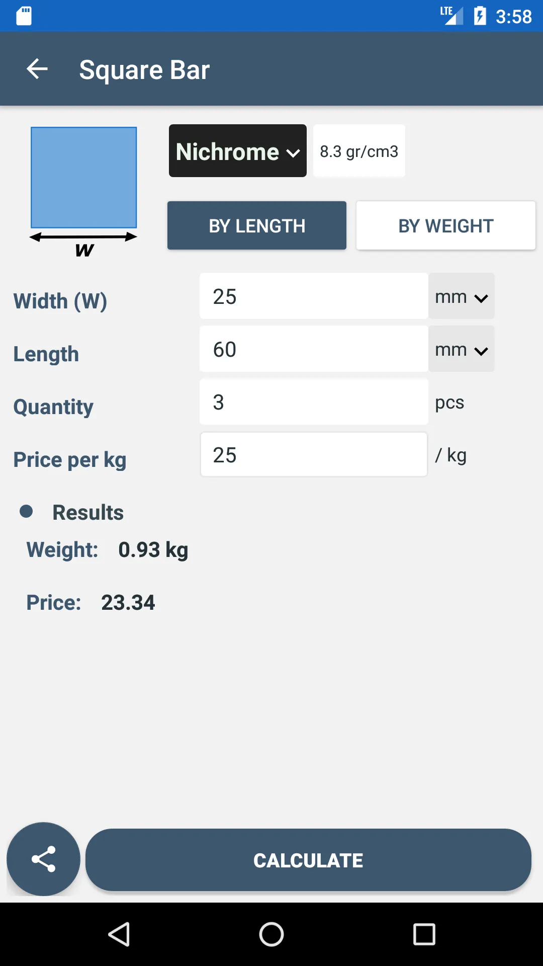 Metal Weight Calculator | Indus Appstore | Screenshot