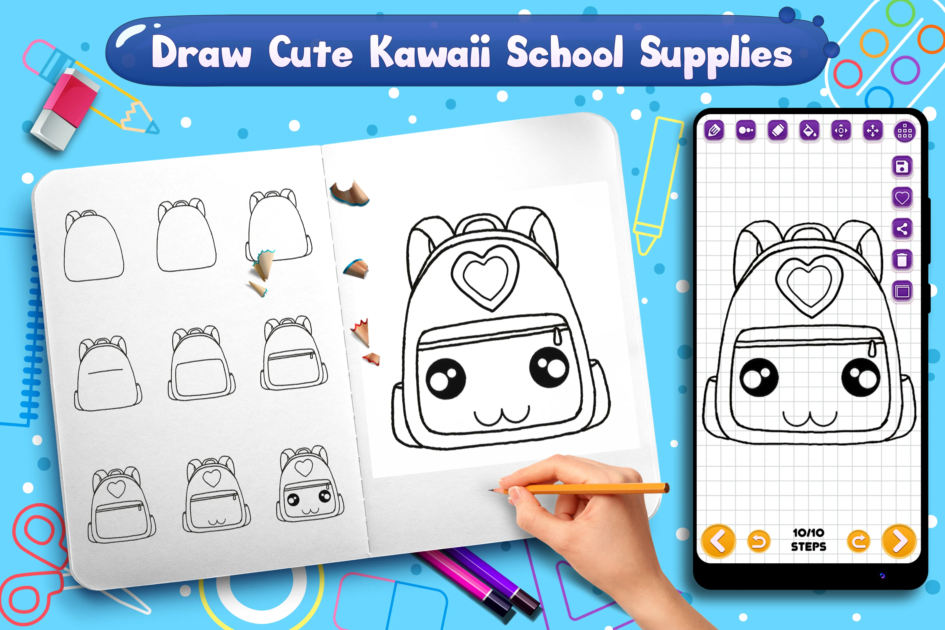 Learn to Draw School Supplies | Indus Appstore | Screenshot