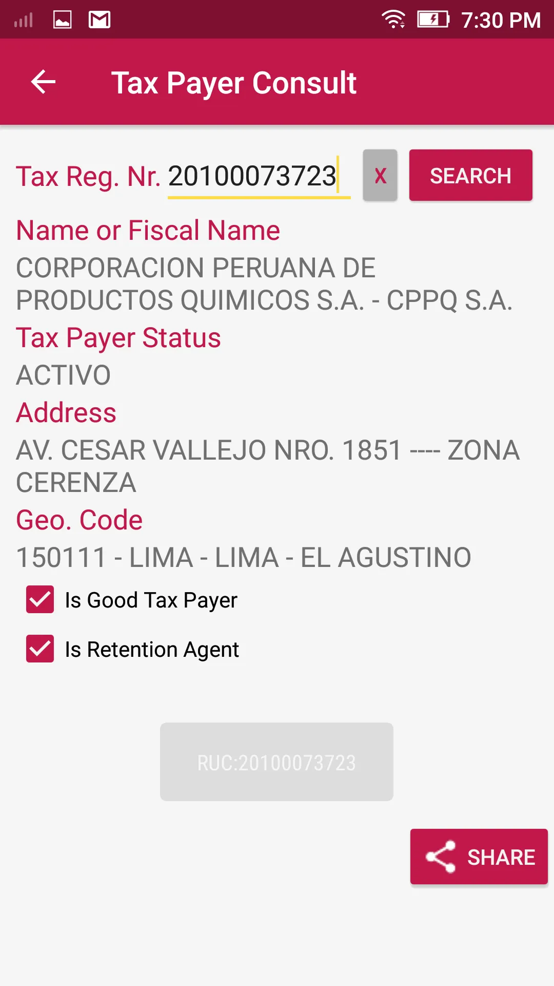 Peruvian Taxpayer Consults | Indus Appstore | Screenshot