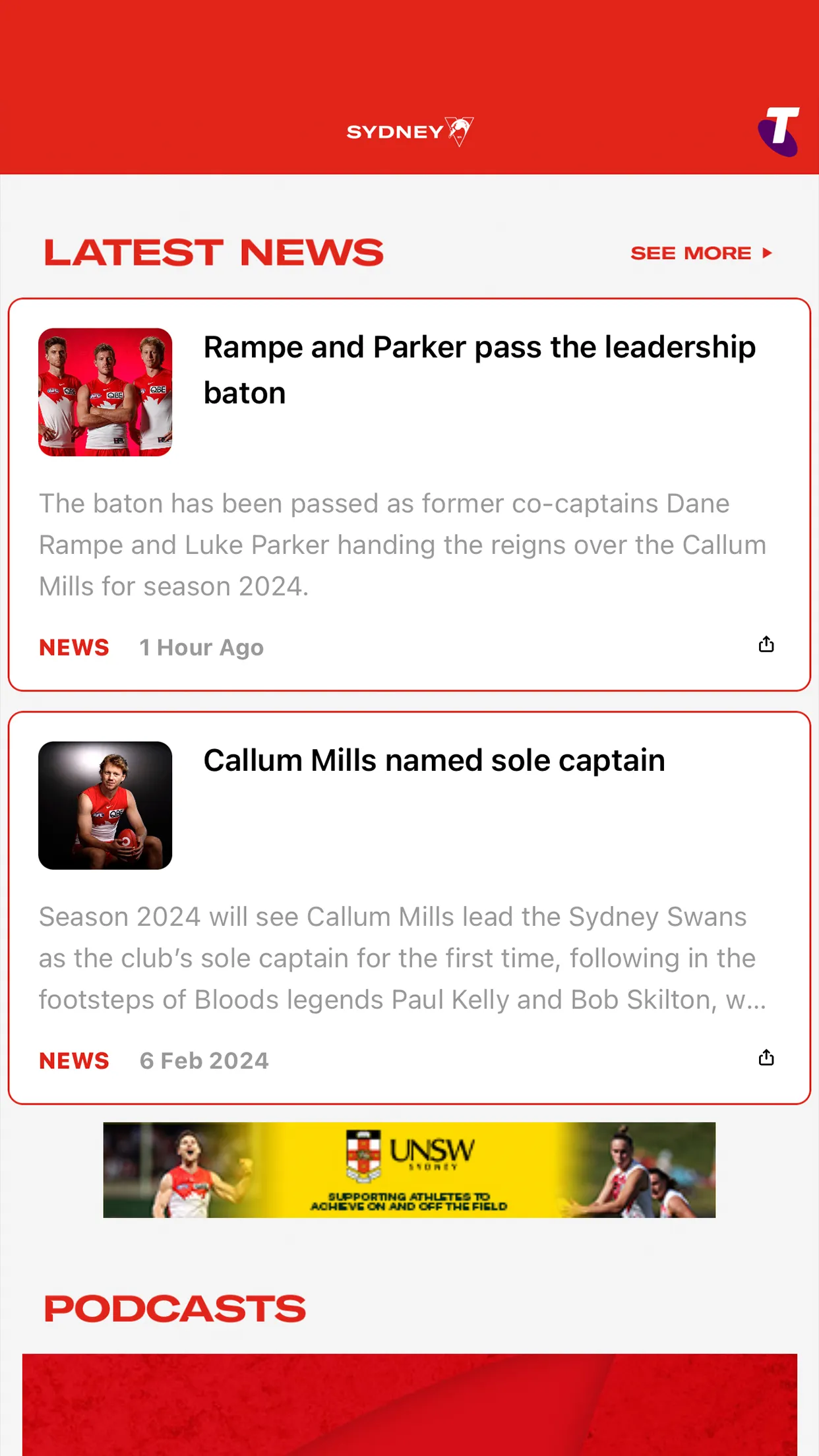 Sydney Swans Official App | Indus Appstore | Screenshot