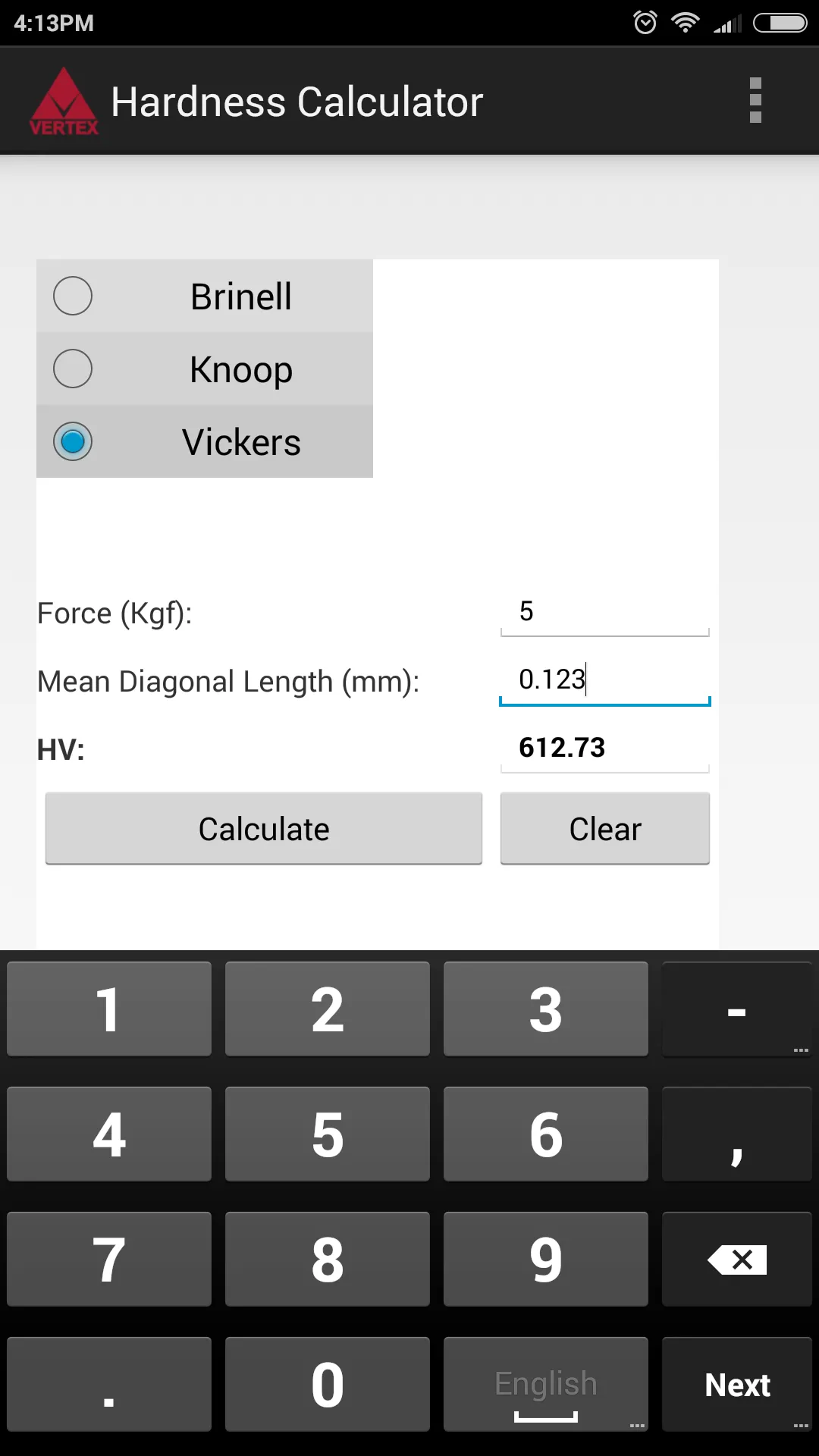 Hardness Calculator | Indus Appstore | Screenshot