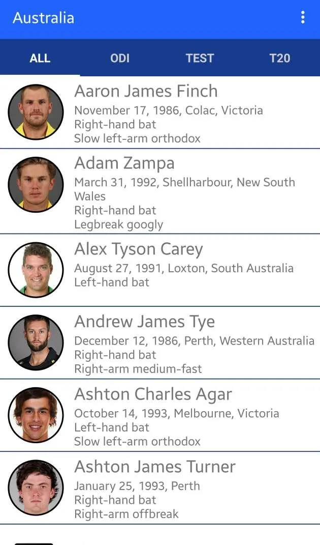 Cricketers Profile | Indus Appstore | Screenshot