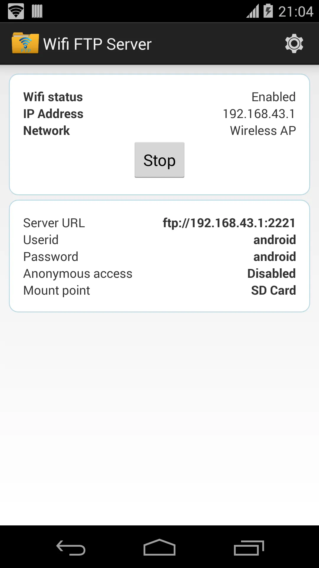 WiFi FTP Server | Indus Appstore | Screenshot