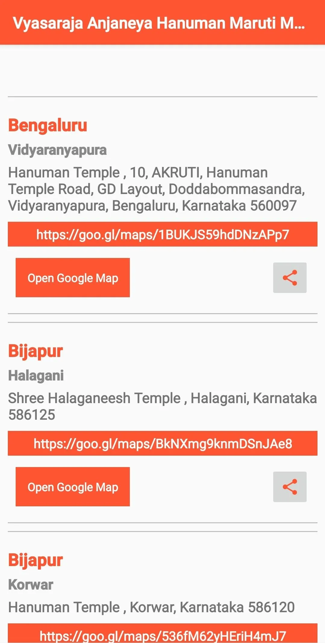 Vyasaraja Anjaneya Temple list | Indus Appstore | Screenshot