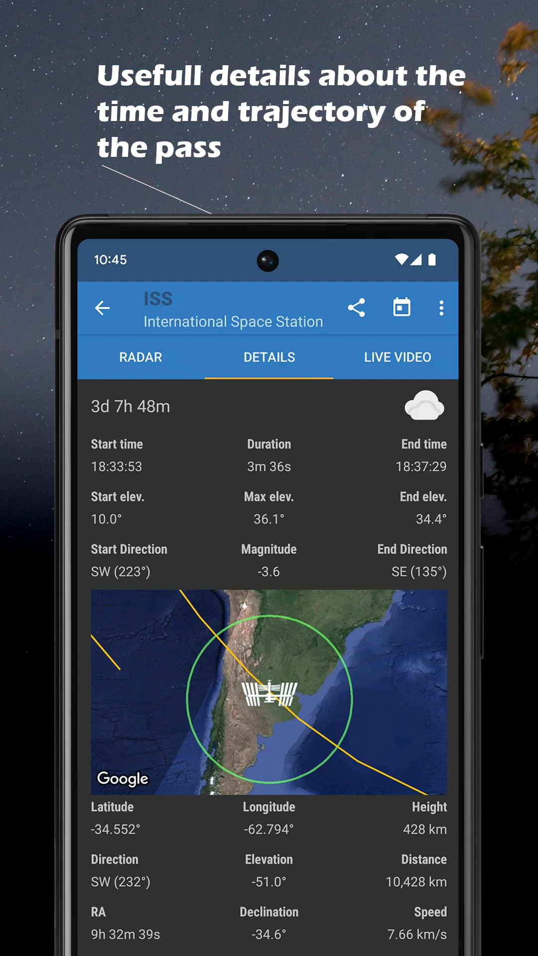 ISS Detector Satellite Tracker | Indus Appstore | Screenshot