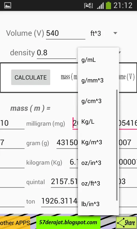 Density Calculator | Indus Appstore | Screenshot