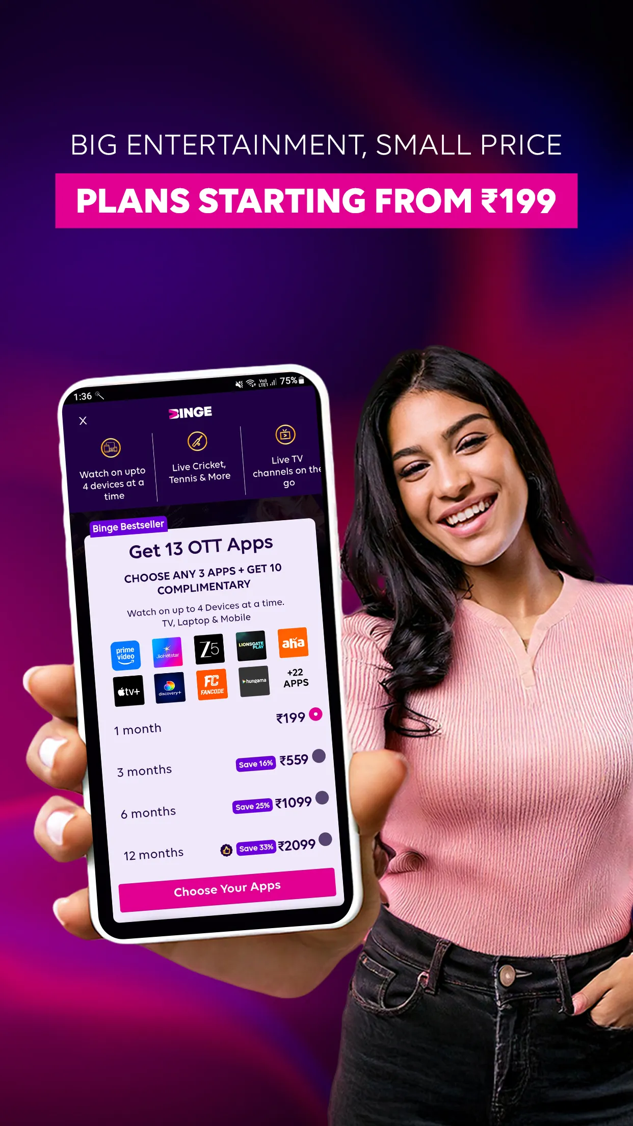 Tata Play Binge: 30+ OTTs in 1 | Indus Appstore | Screenshot