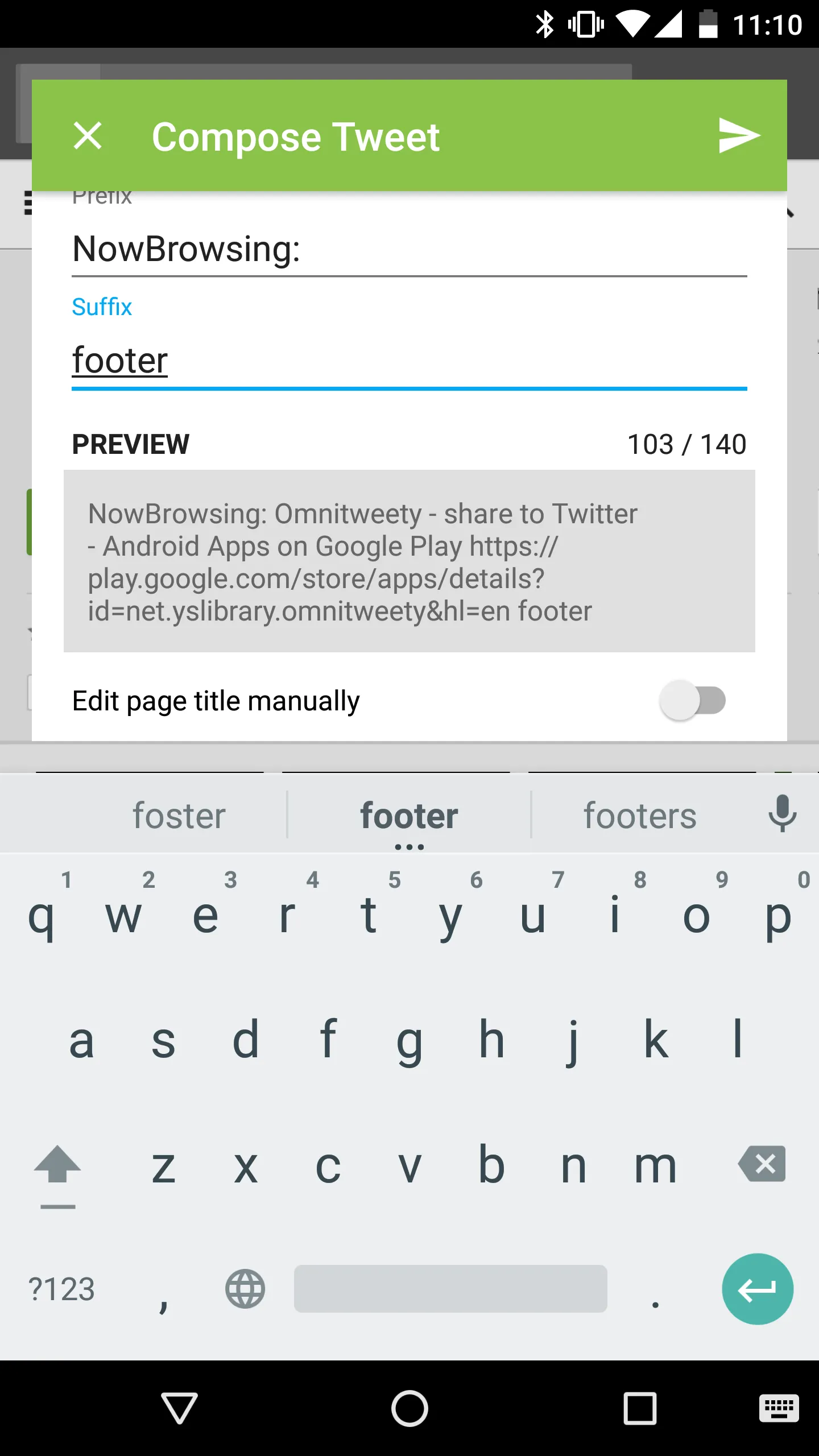 Omnitweety - share url & title | Indus Appstore | Screenshot