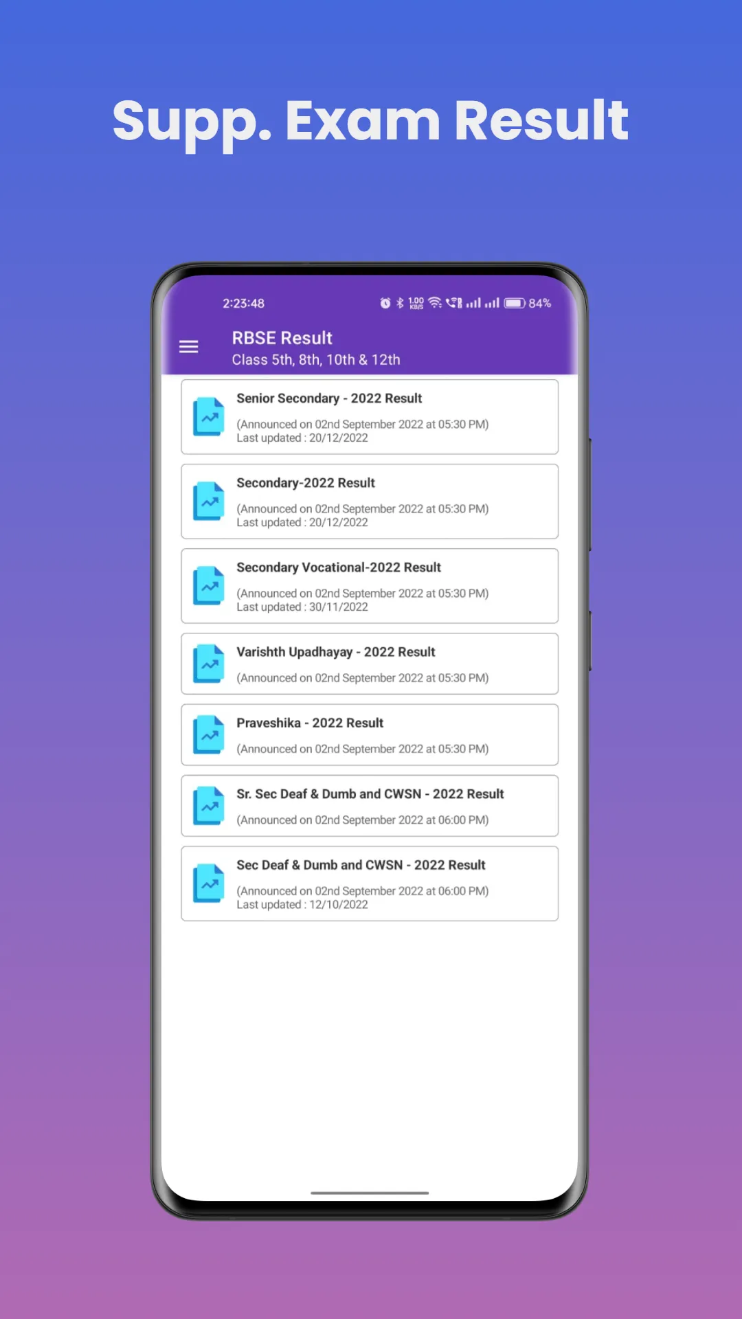 RBSE Result 2023 | Indus Appstore | Screenshot