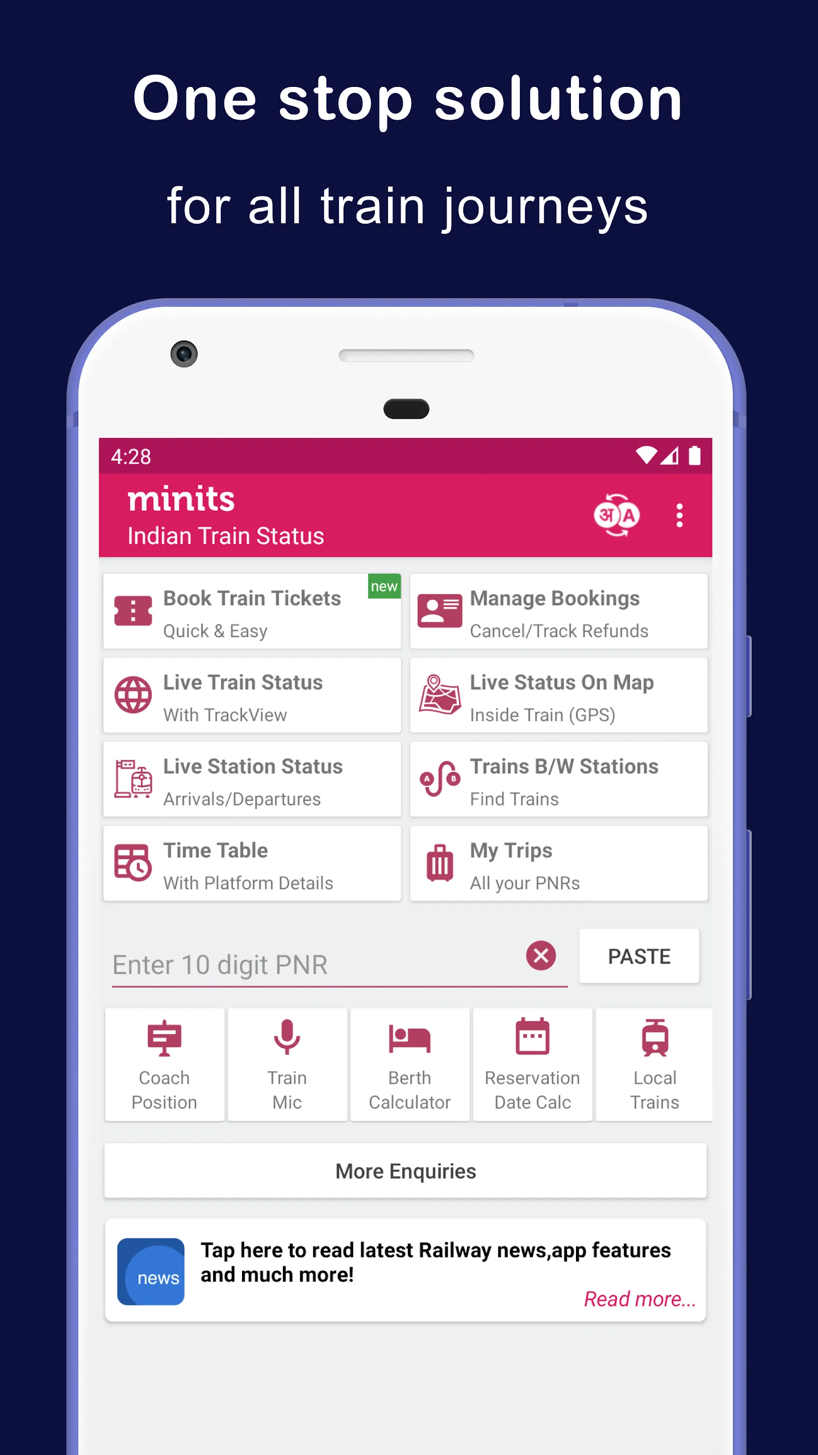 Indian Train Status - minits | Indus Appstore | Screenshot