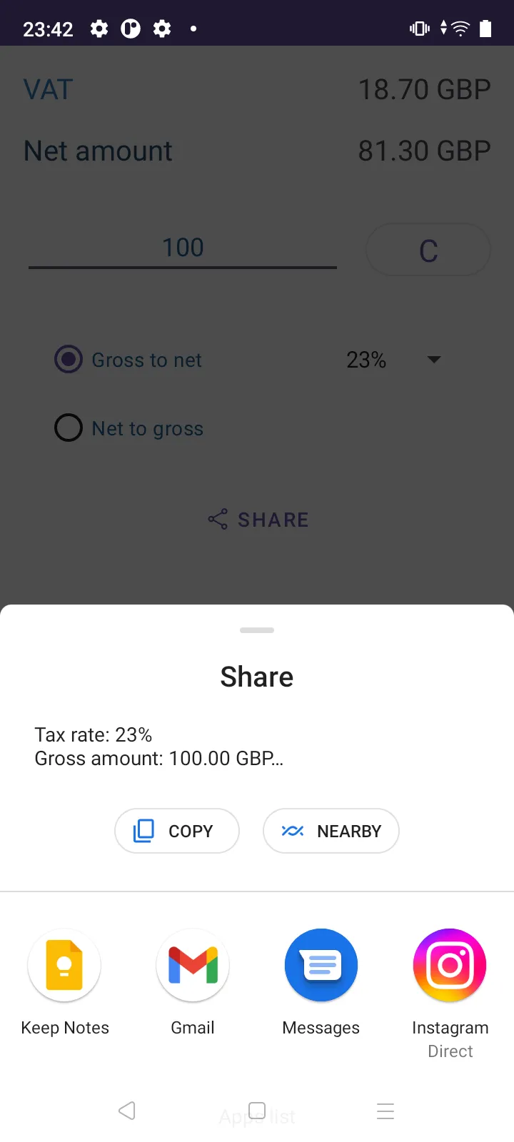 Calculator VAT gross nett | Indus Appstore | Screenshot