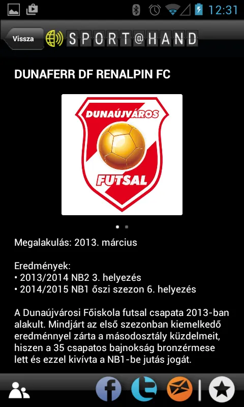 Dunaújváros - Futsal SPORT@HAN | Indus Appstore | Screenshot