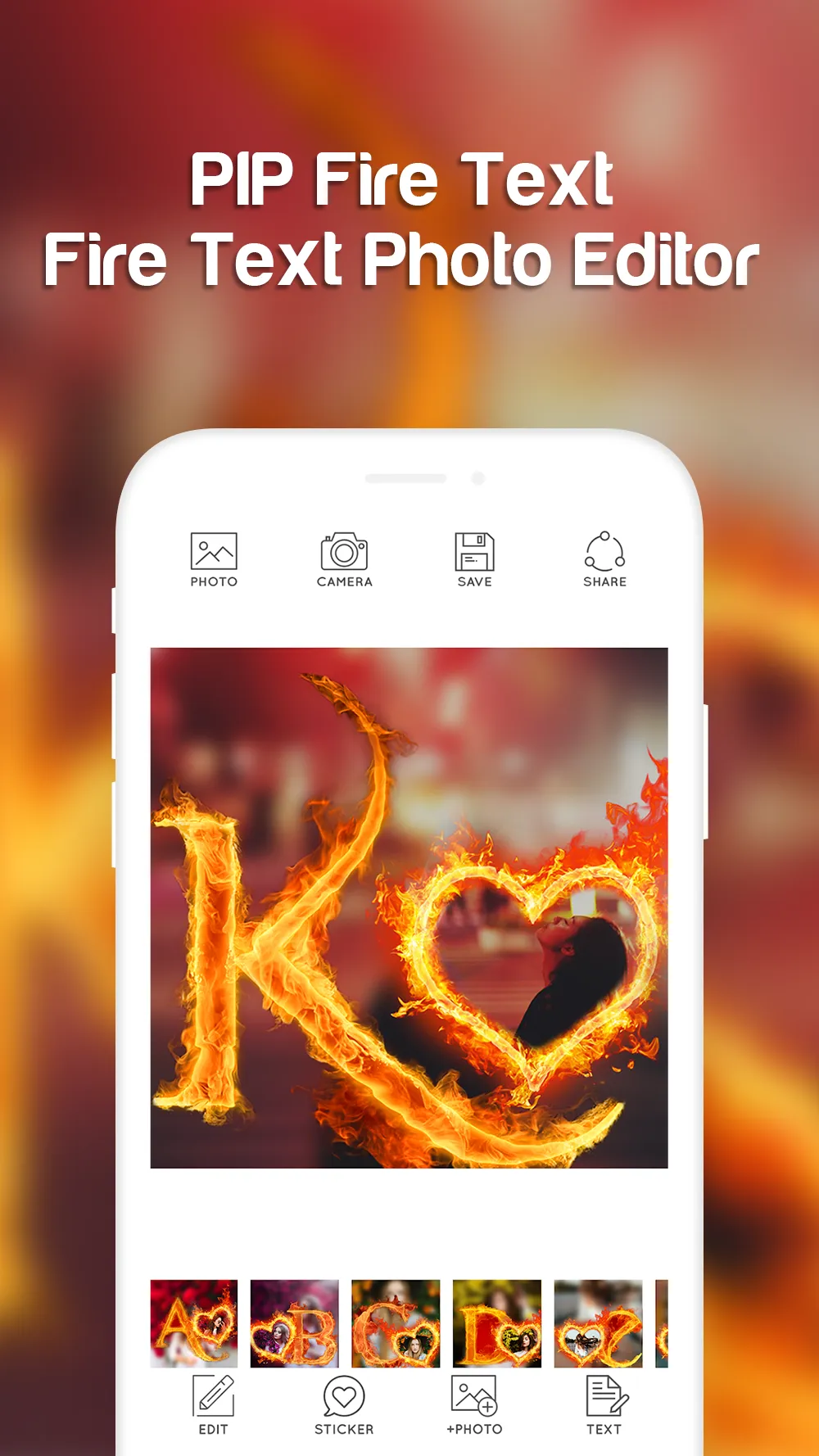 Fire Text Photo Frame | Indus Appstore | Screenshot