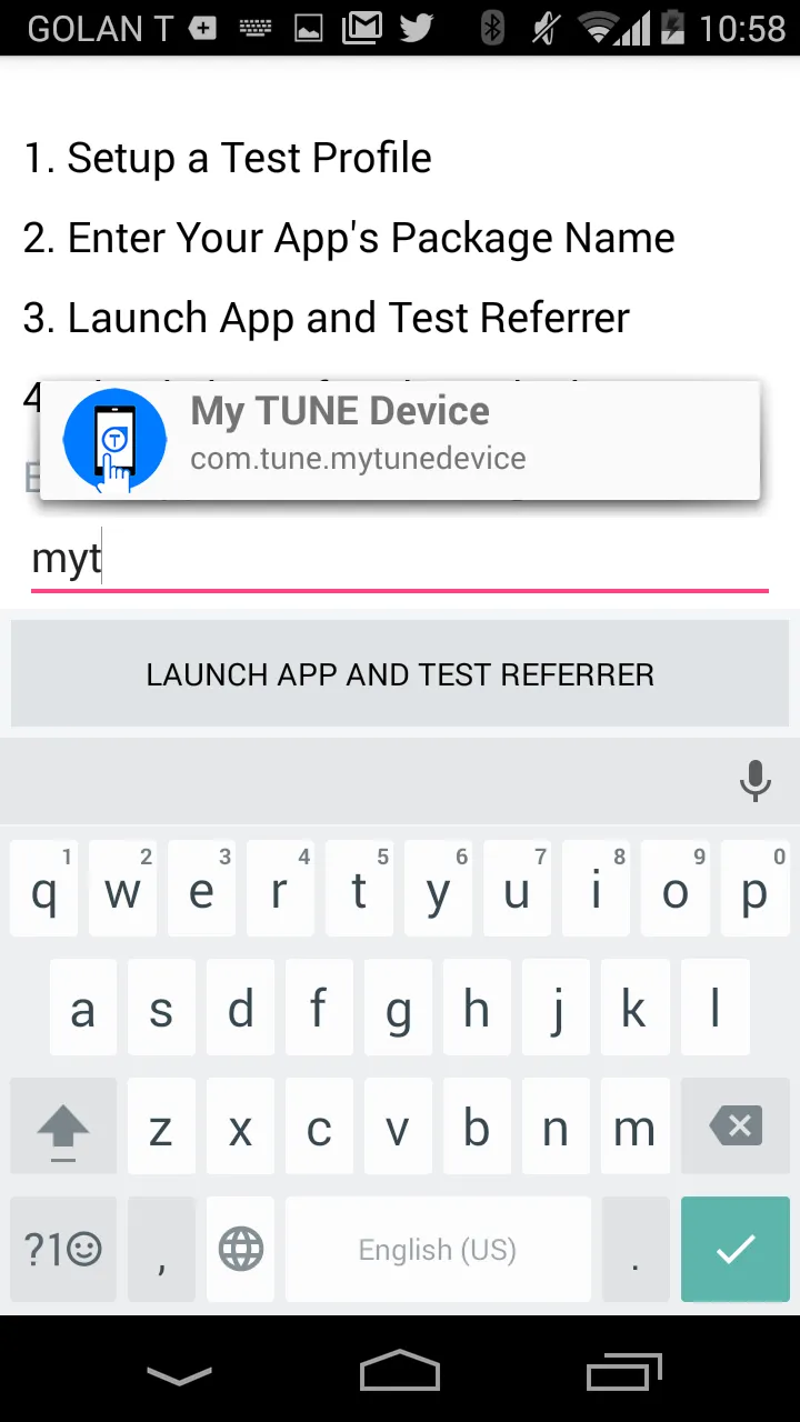 TUNE Referrer Test | Indus Appstore | Screenshot