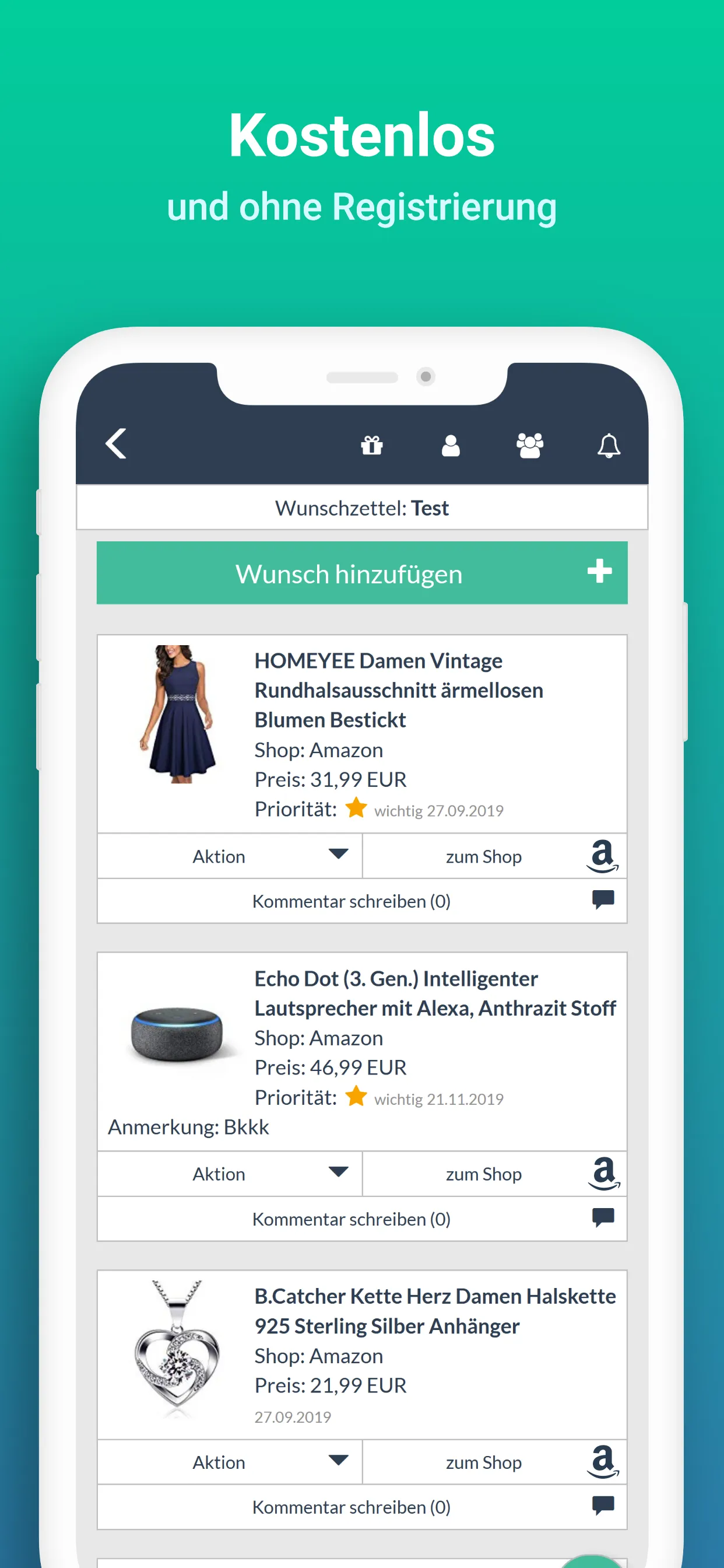 Mein Online Wunschzettel | Indus Appstore | Screenshot