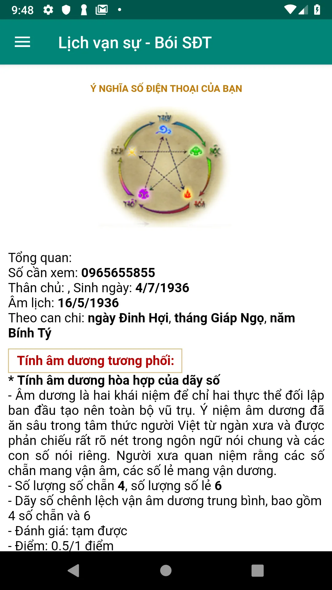 Lịch vạn sự - Bói SĐT | Indus Appstore | Screenshot