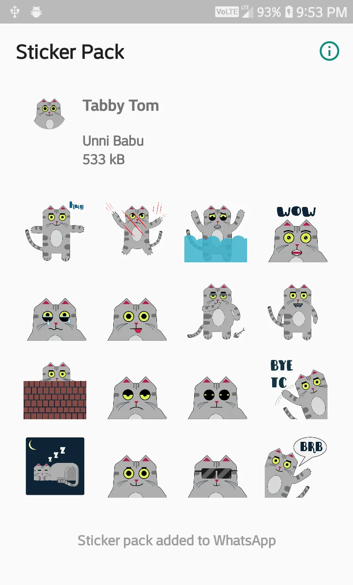 Tabby Tom Stickers | Indus Appstore | Screenshot