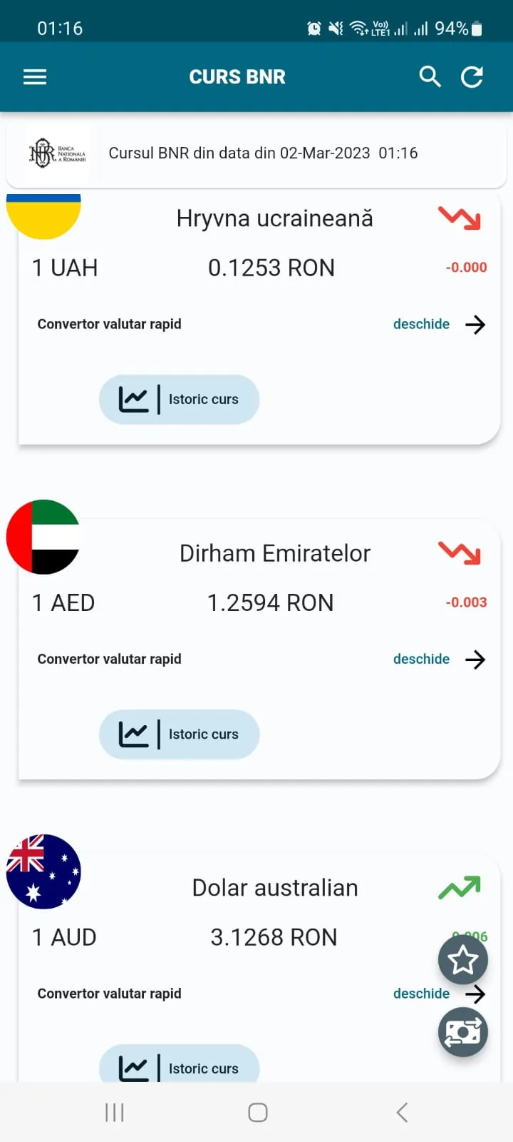 Curs valutar BNR | Indus Appstore | Screenshot