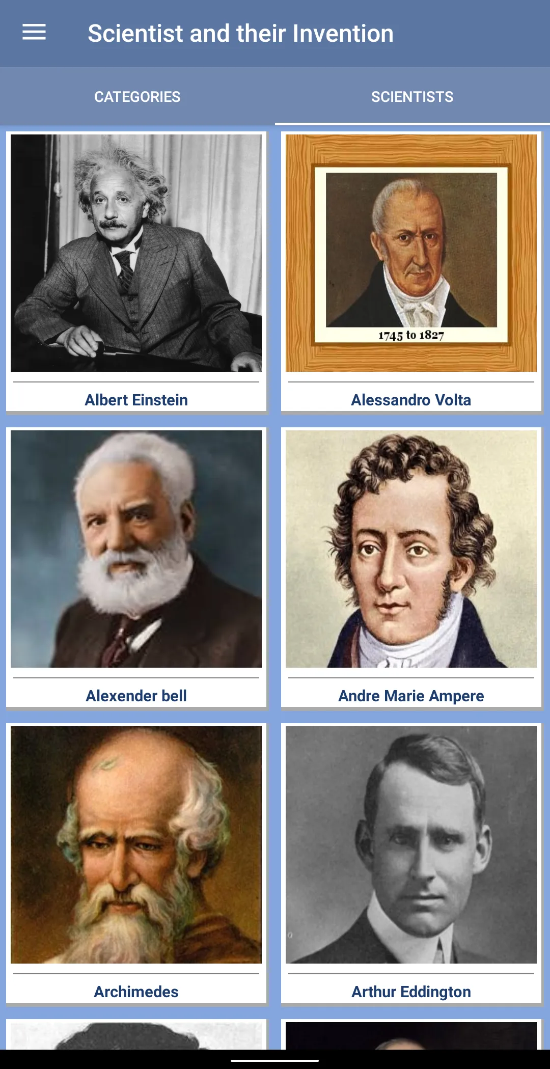 Scientists & their Inventions | Indus Appstore | Screenshot