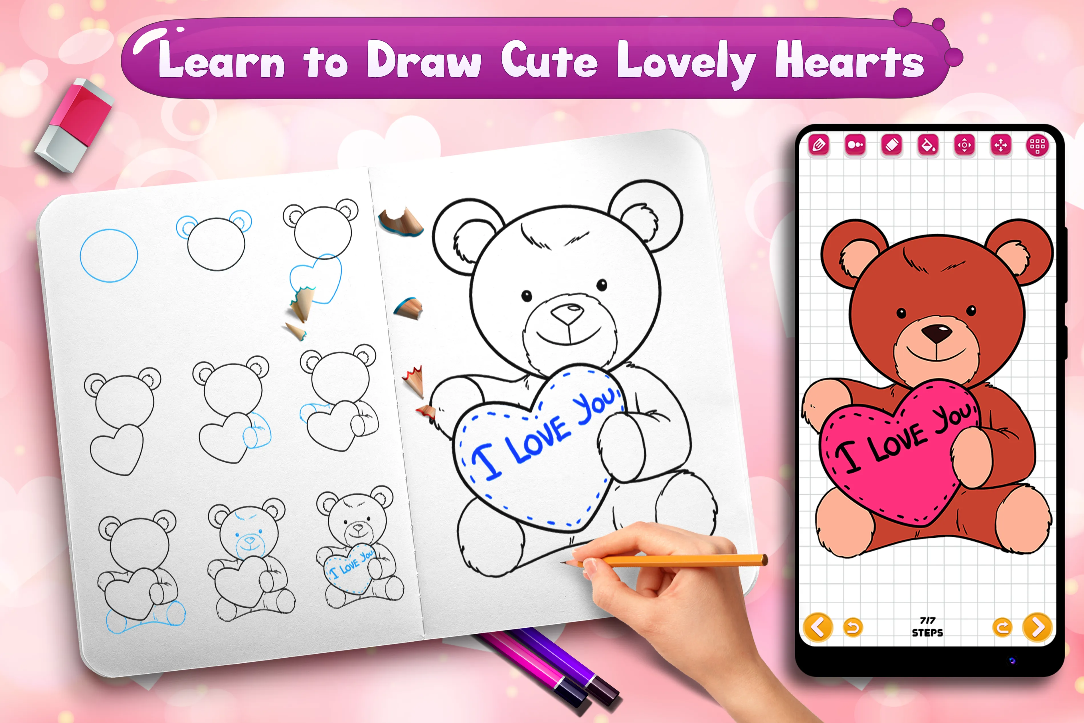 Learn to Draw Lovely Hearts | Indus Appstore | Screenshot