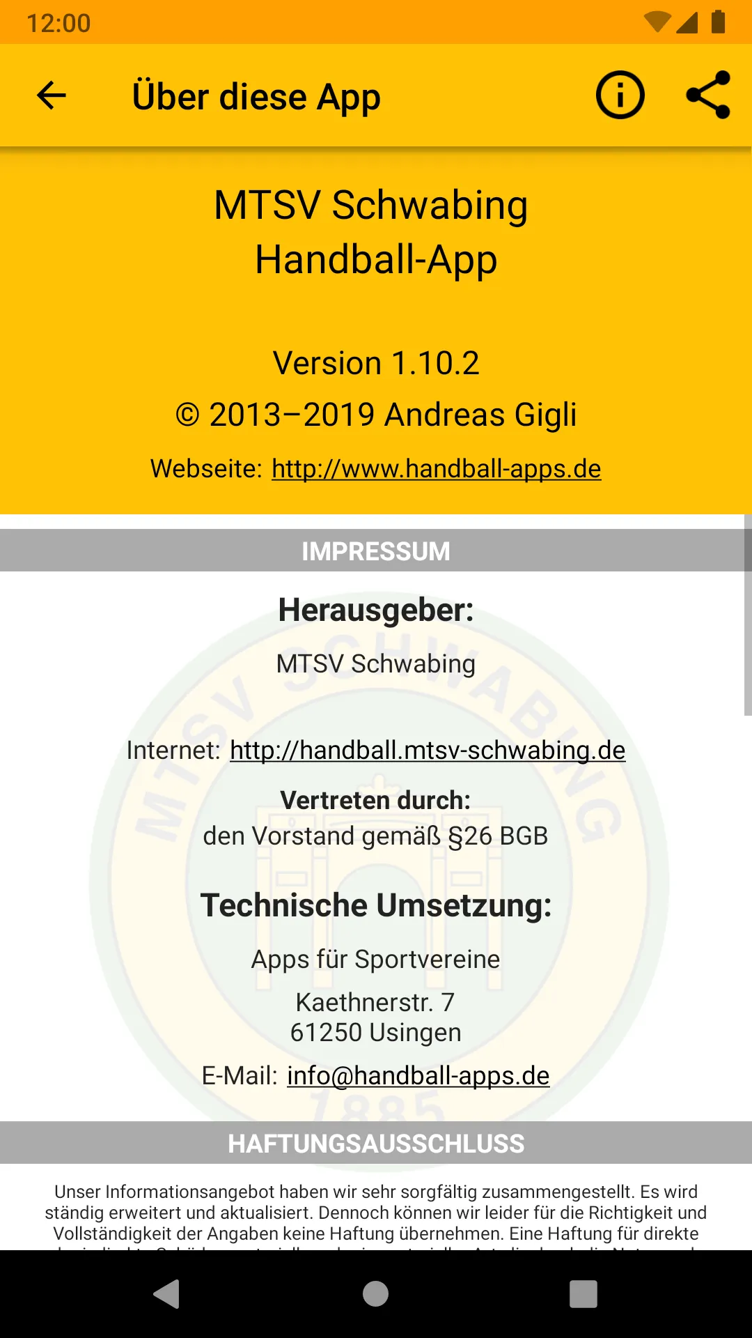 MTSV Schwabing Handball | Indus Appstore | Screenshot