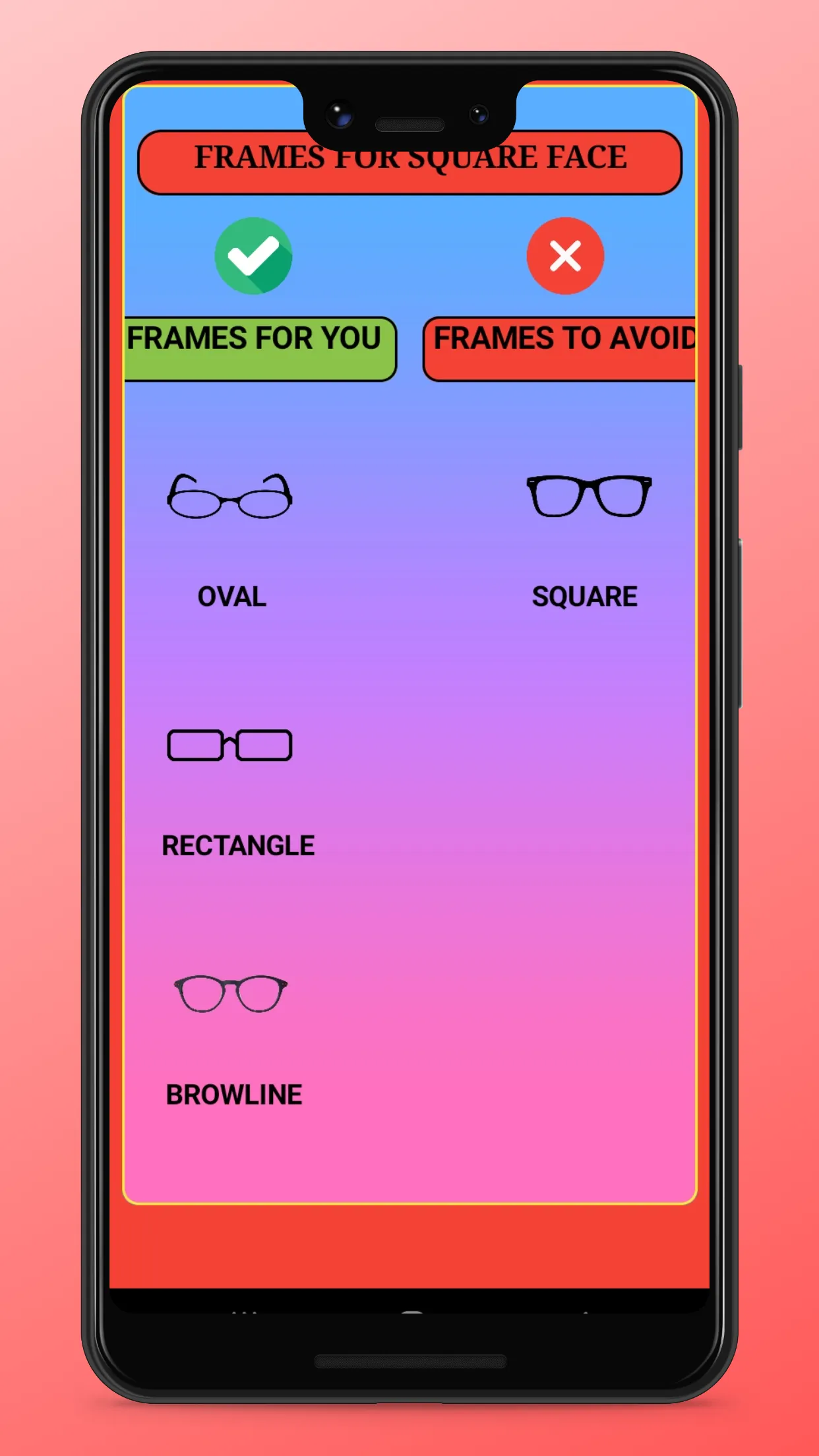 choose glasses by face shapes | Indus Appstore | Screenshot