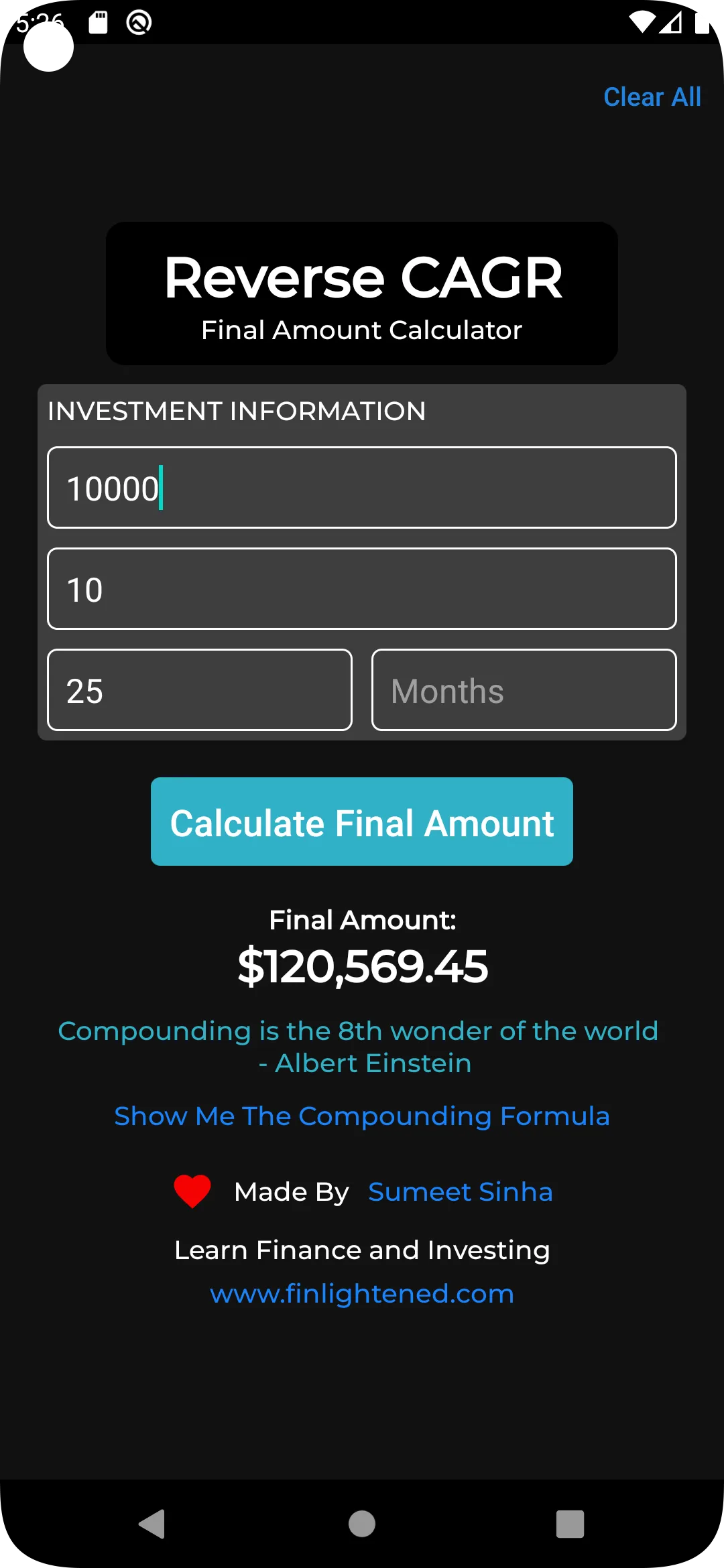 Reverse CAGR Calculator | Indus Appstore | Screenshot