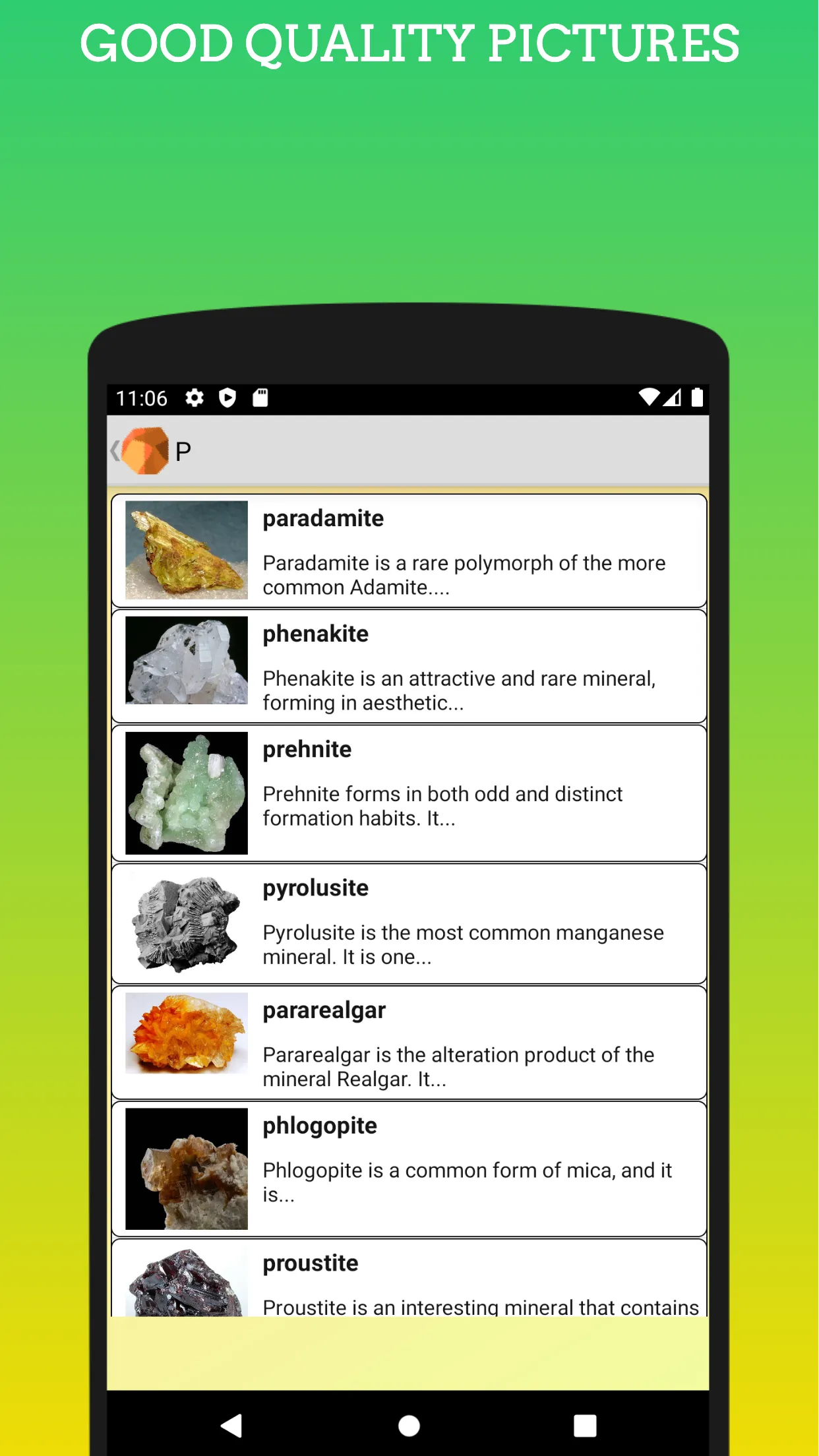 Minerals catalogue A-Z | Indus Appstore | Screenshot