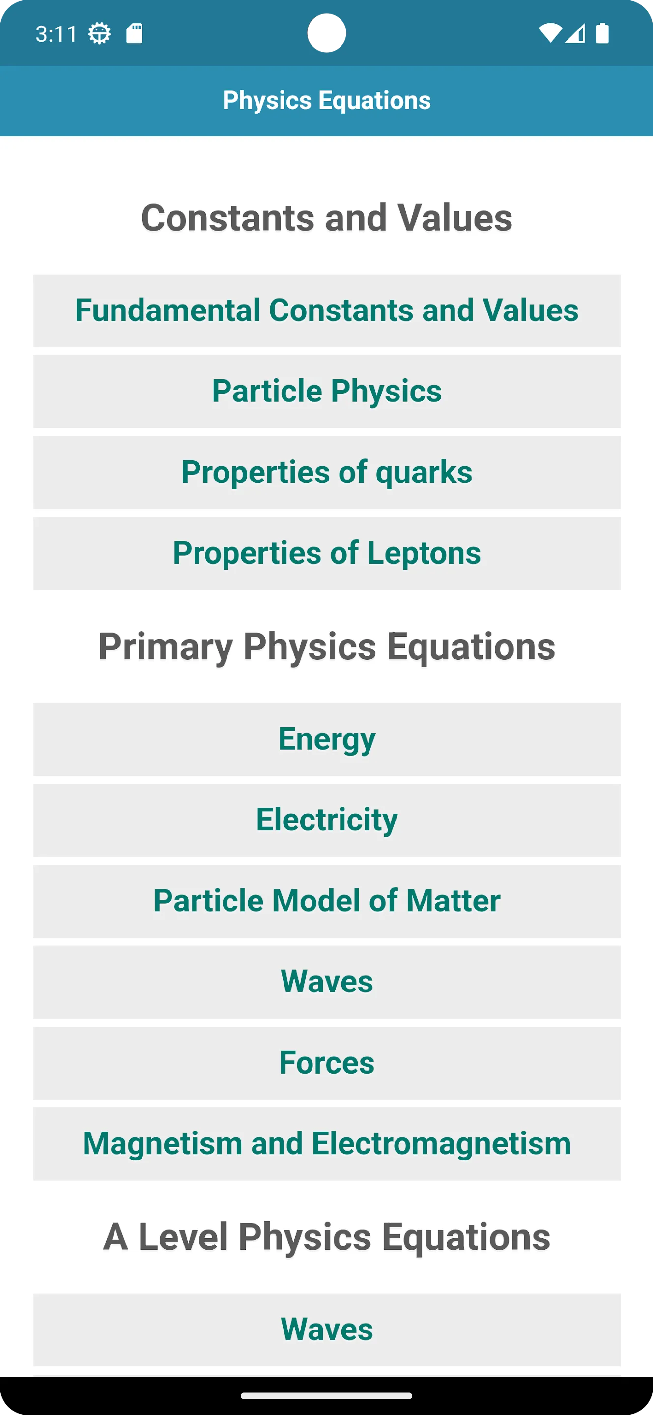 Physics Equations | Indus Appstore | Screenshot