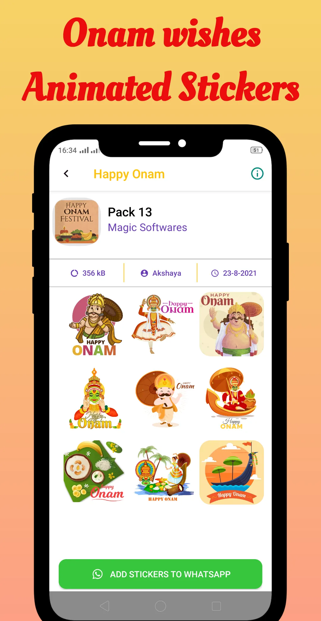 Happy Onam - Animated Stickers | Indus Appstore | Screenshot