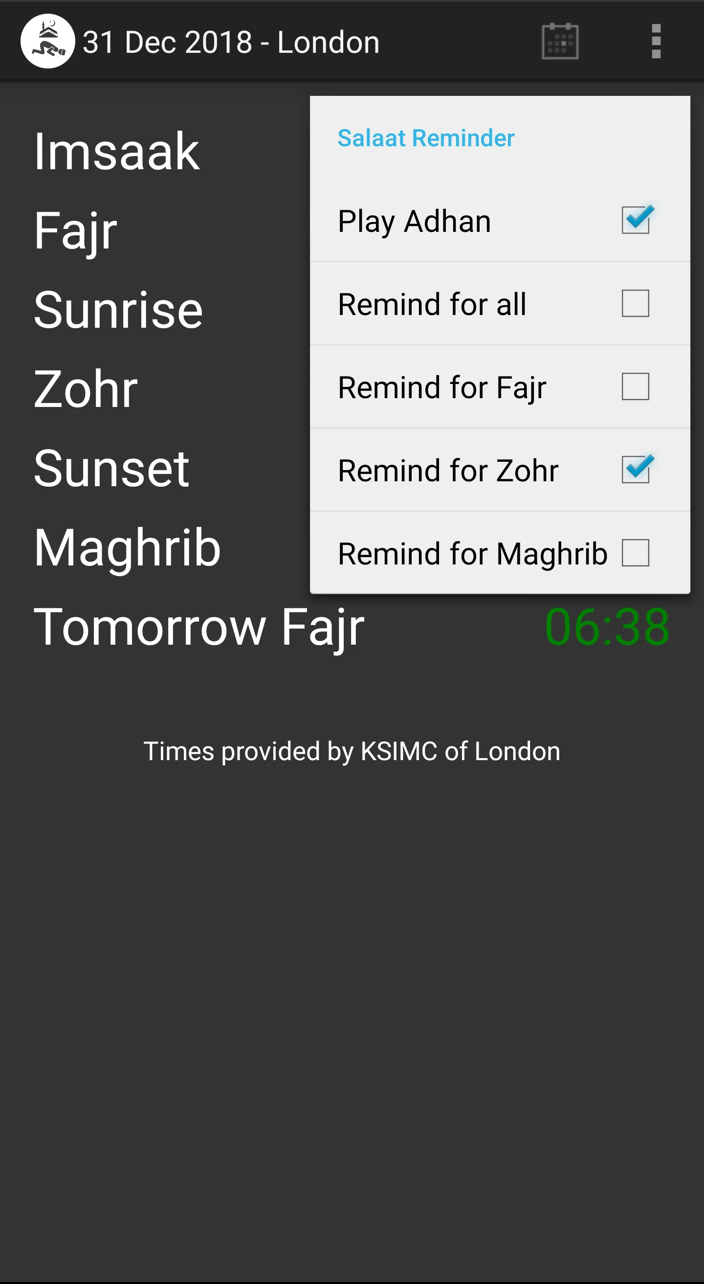 UK Shia Salaat Times | Indus Appstore | Screenshot