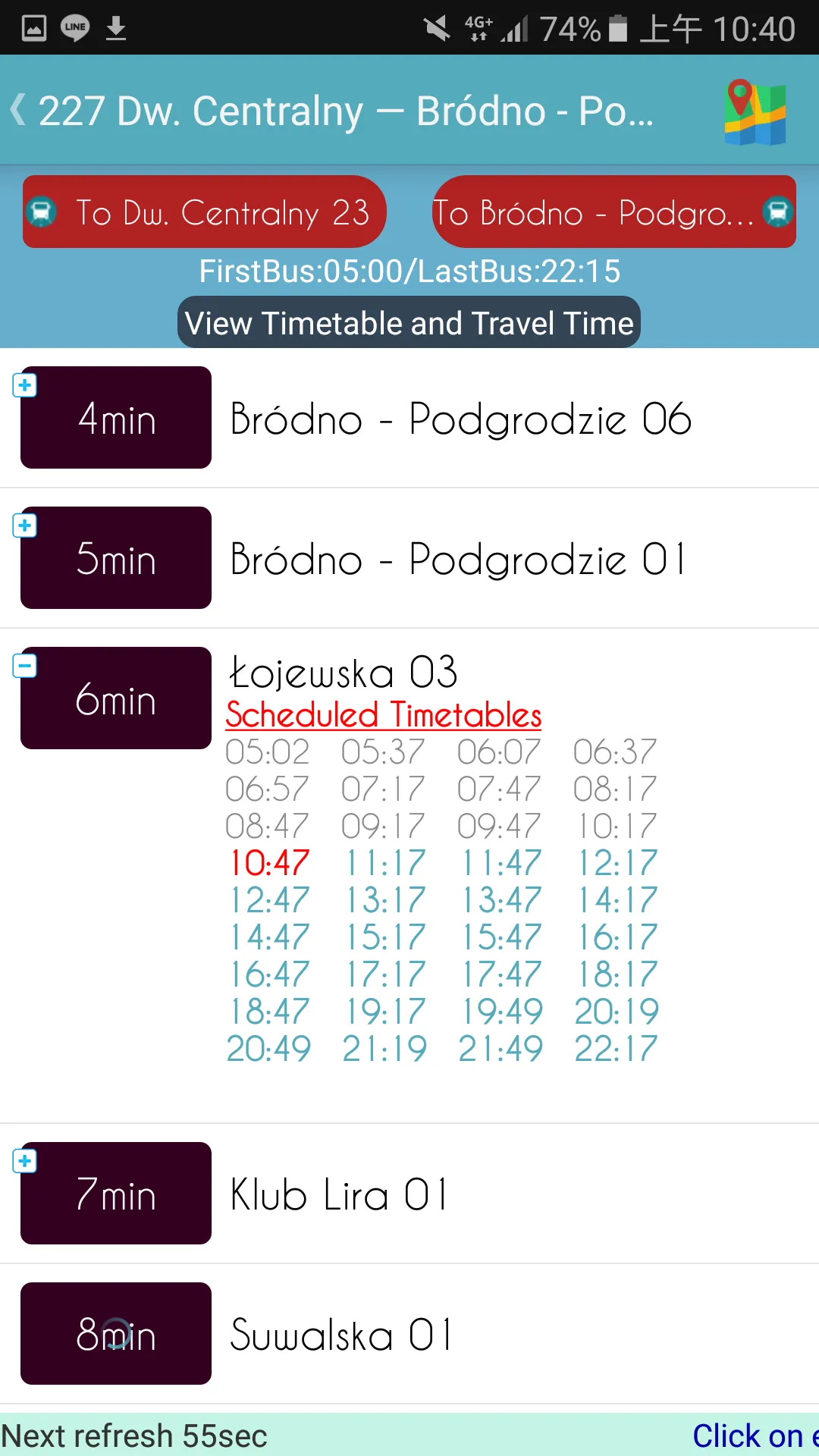 Warsaw ZTM Bus Timetable | Indus Appstore | Screenshot