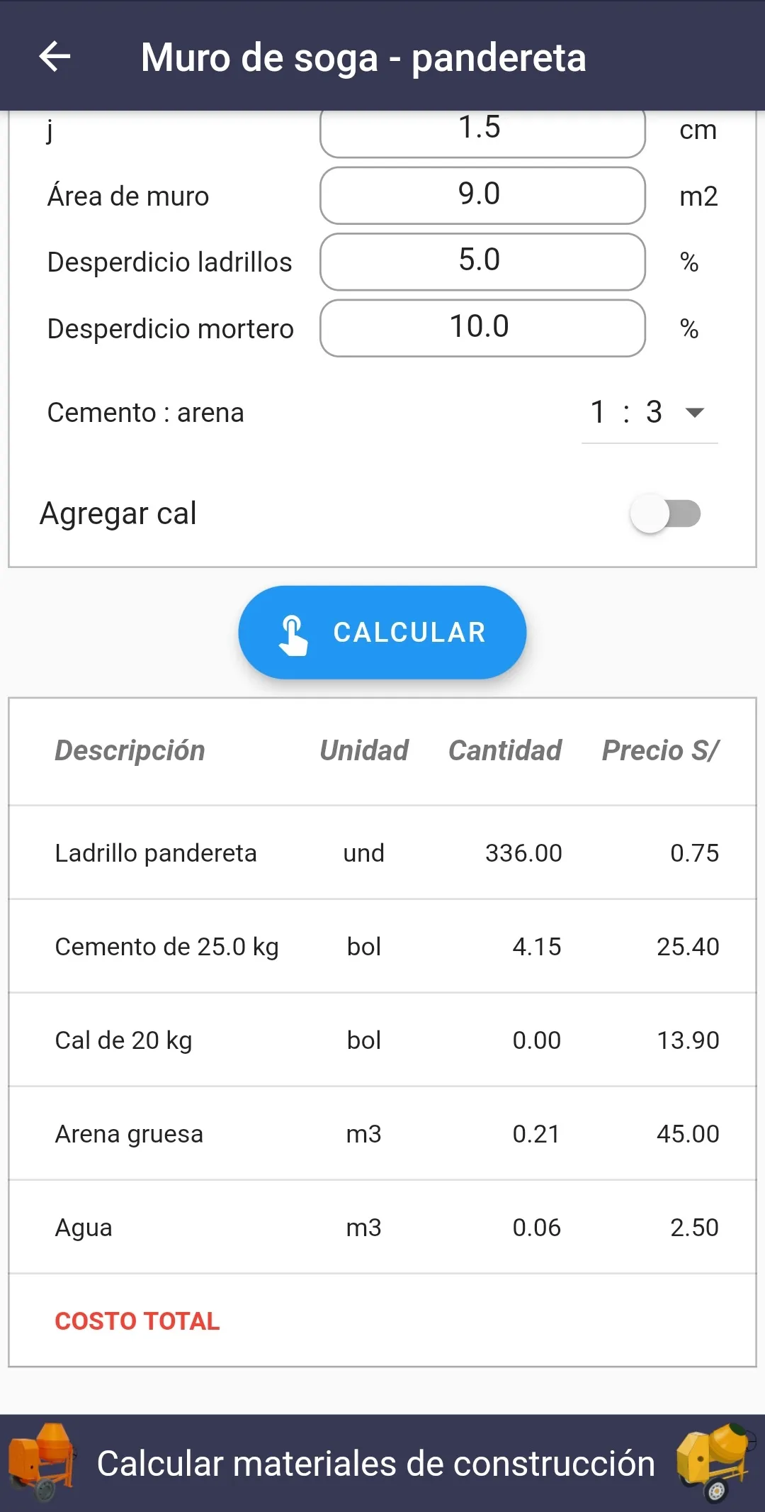 Calcular materiales de constru | Indus Appstore | Screenshot