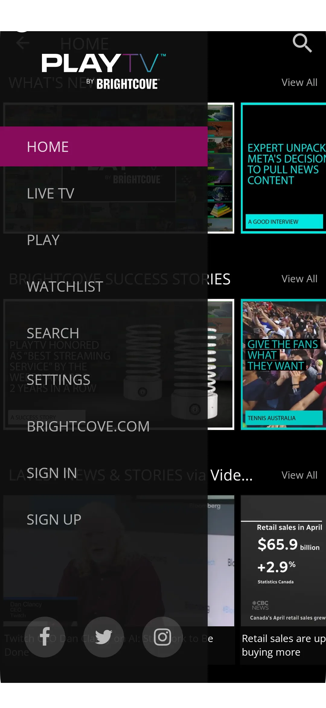 PLAY TV Streamed by Brightcove | Indus Appstore | Screenshot