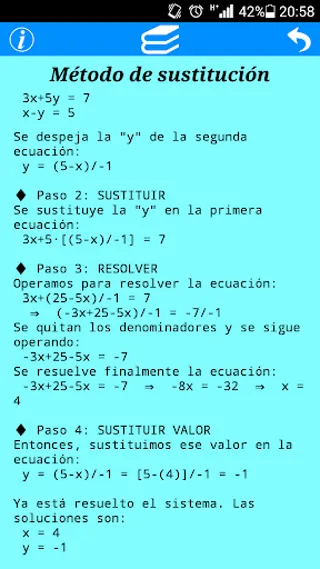 Sist. ecuaciones 2 incógnitas | Indus Appstore | Screenshot