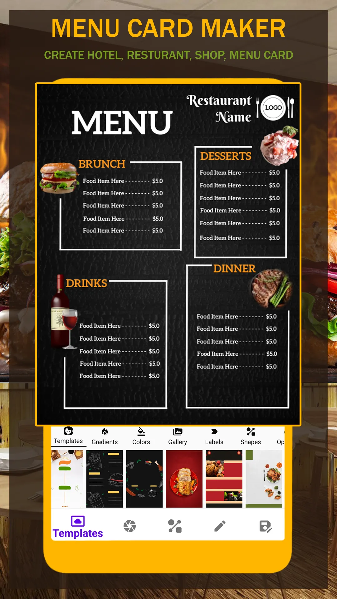 Menu Maker - Designs Creator | Indus Appstore | Screenshot