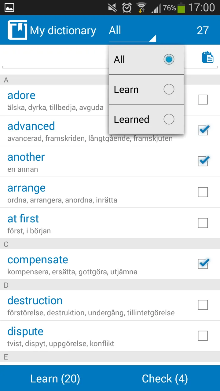 Swedish - English dictionary | Indus Appstore | Screenshot