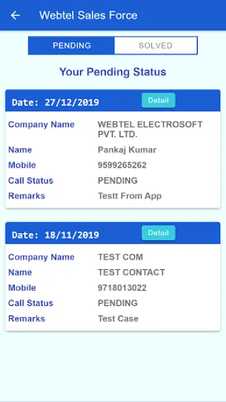 Webtel Sales Force | Indus Appstore | Screenshot