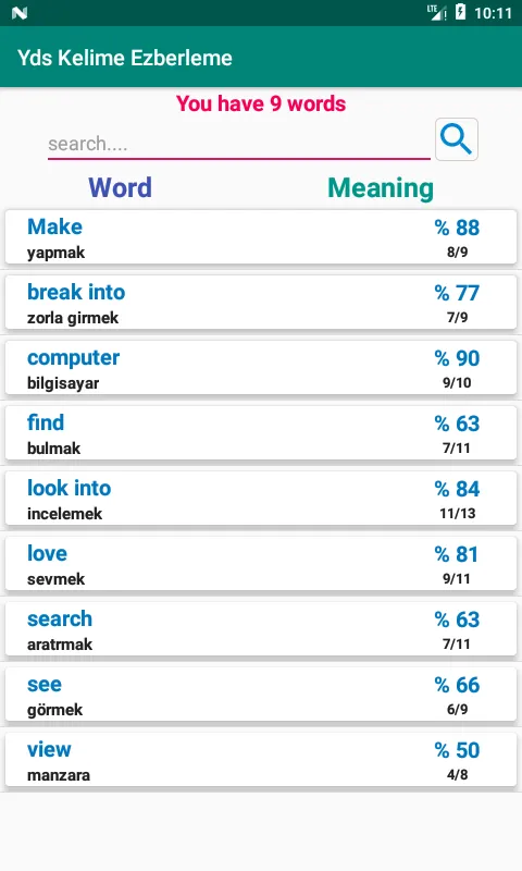 Yds Kelime Ezberleme (word mem | Indus Appstore | Screenshot