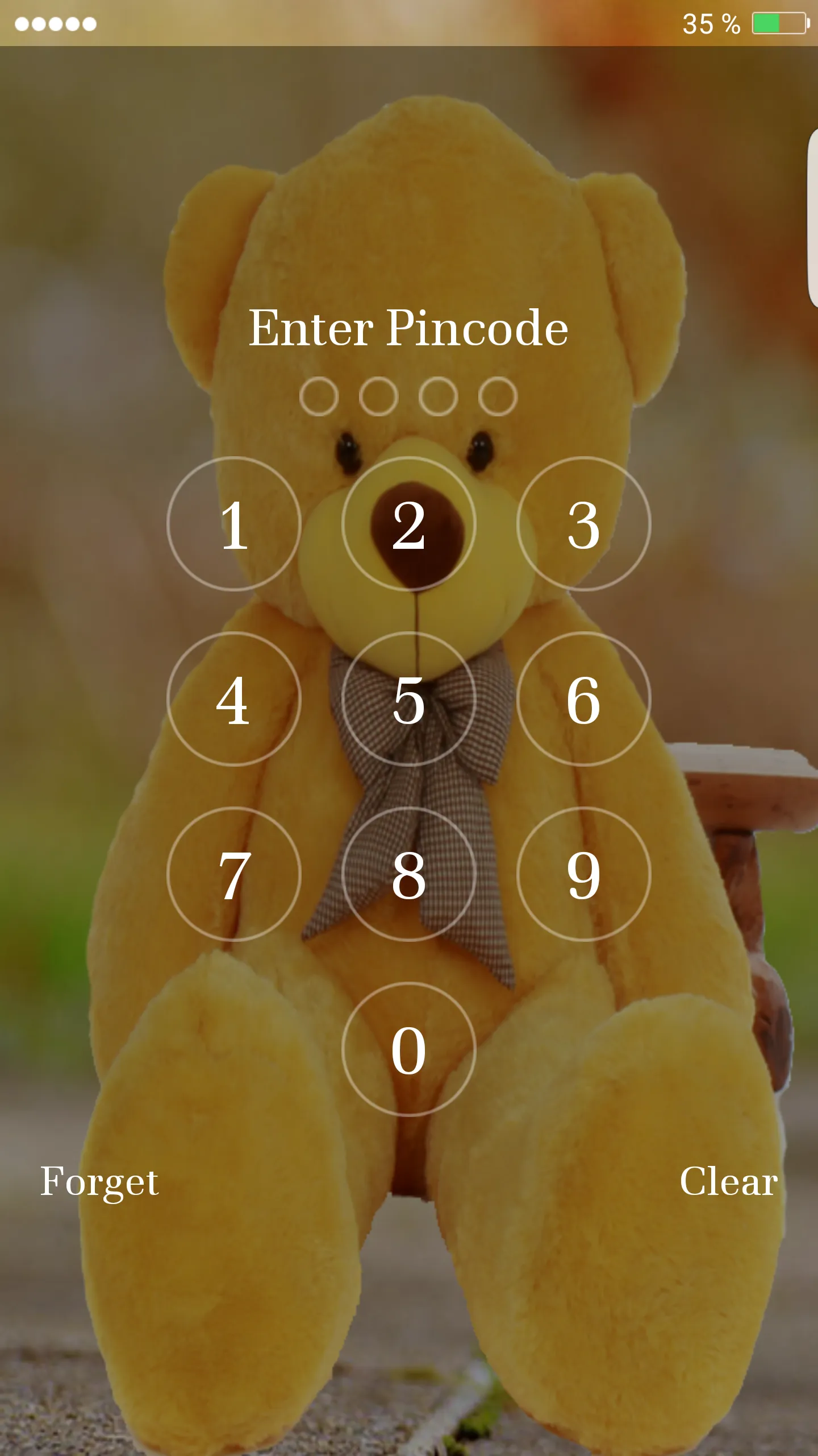 Teddy Bear Pin Lock Screen | Indus Appstore | Screenshot