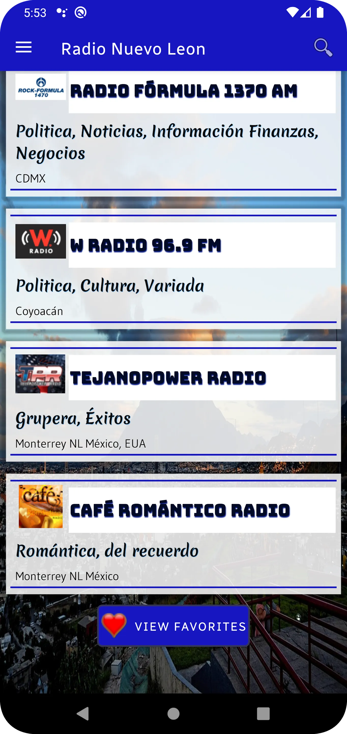 Radio Monterrey Nuevo Leon | Indus Appstore | Screenshot