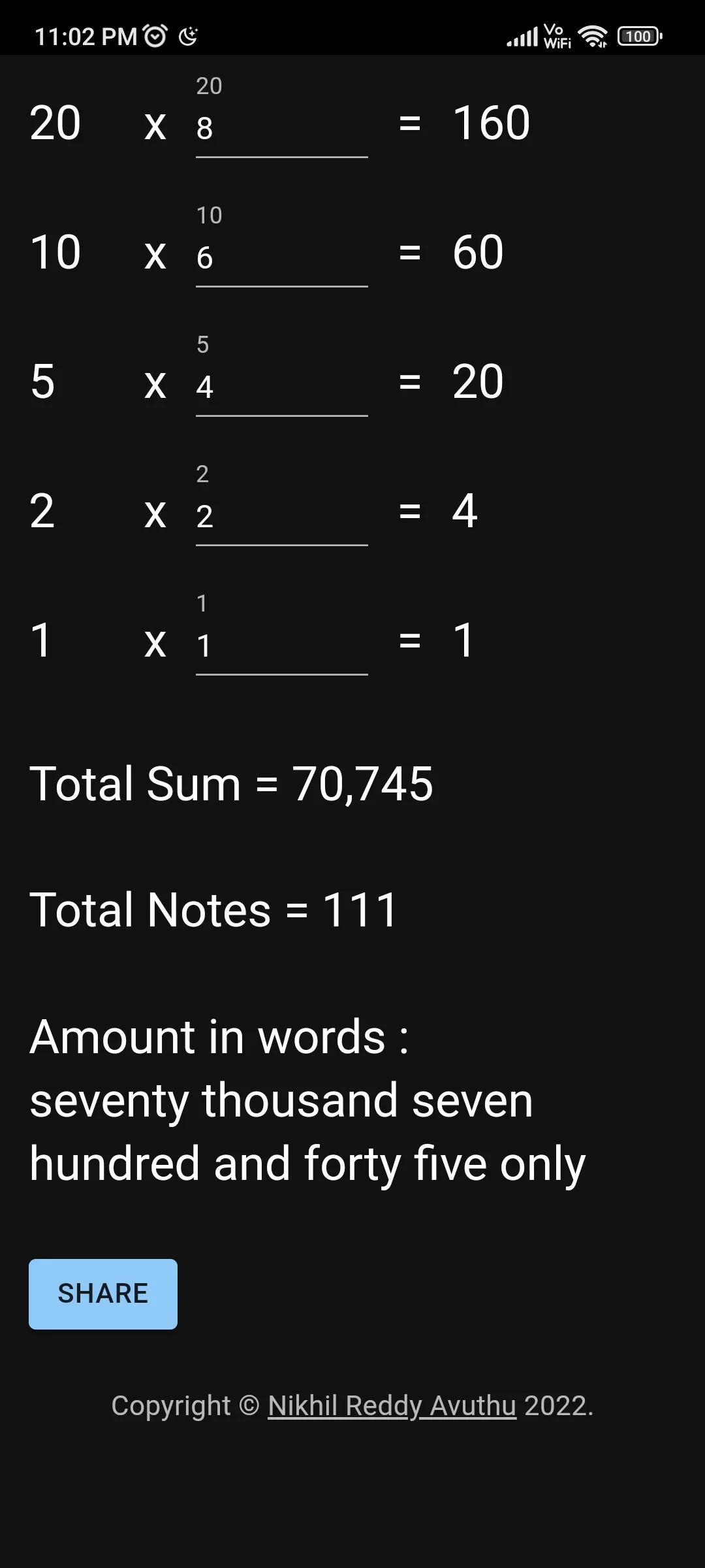 Cash Denomination Calculator | Indus Appstore | Screenshot