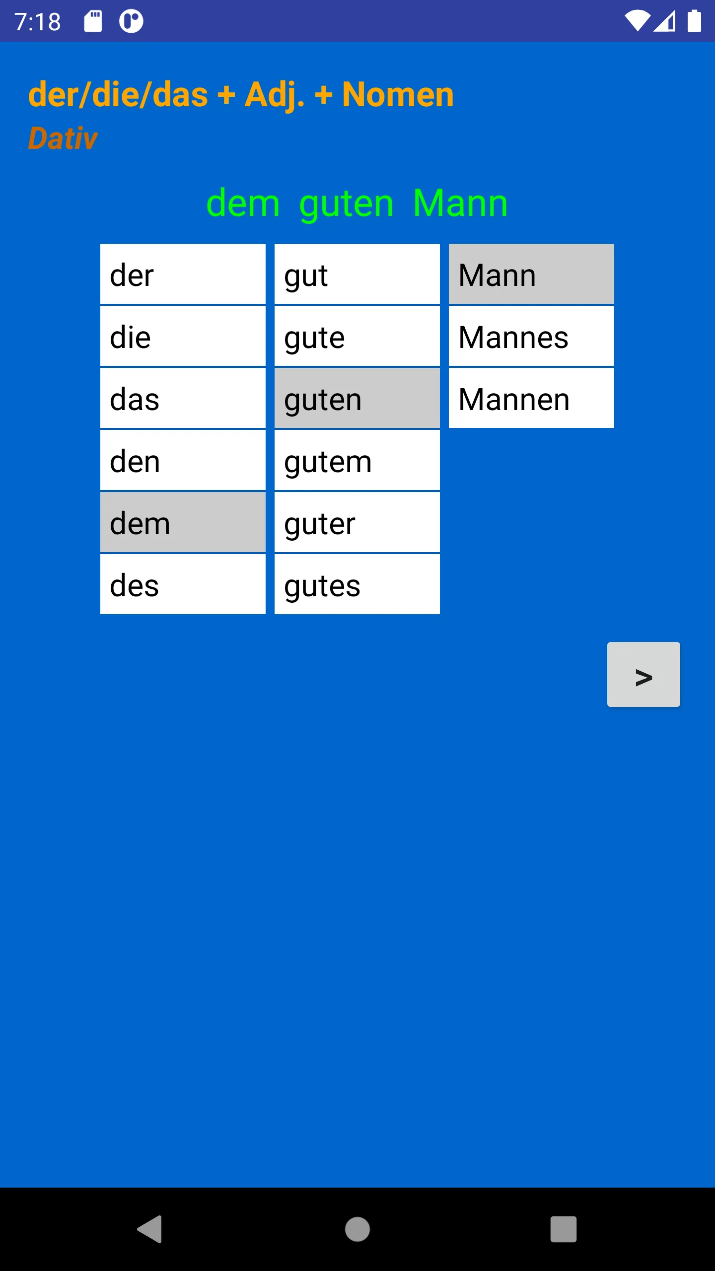 German Adjective Endings | Indus Appstore | Screenshot