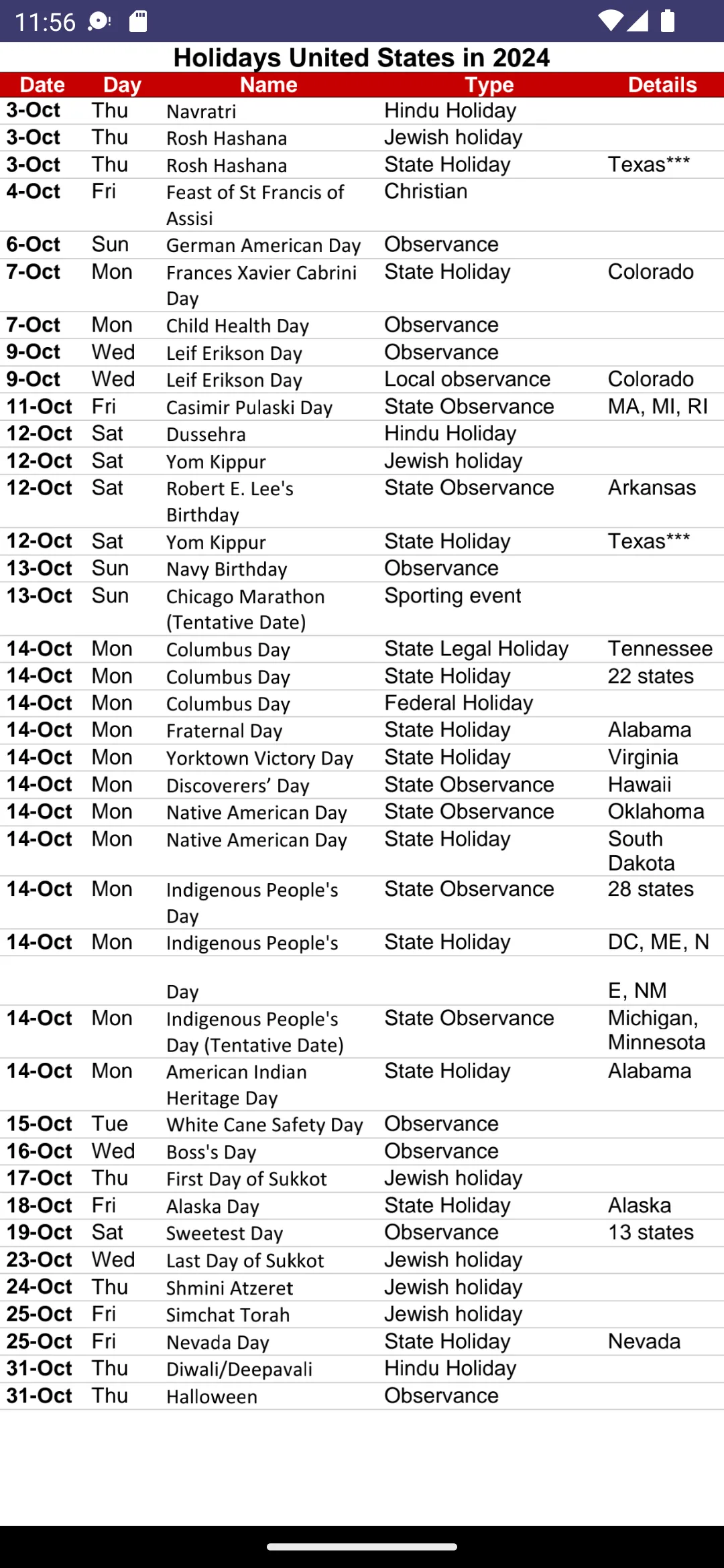 US Holidays 2024 | Indus Appstore | Screenshot