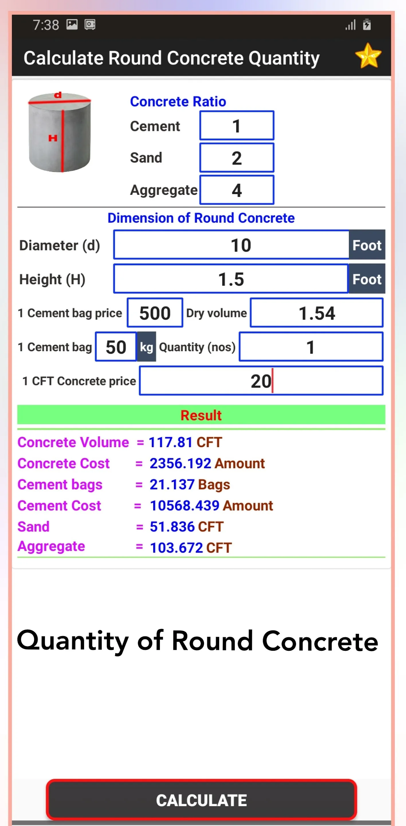 Construction Calculator (Concr | Indus Appstore | Screenshot