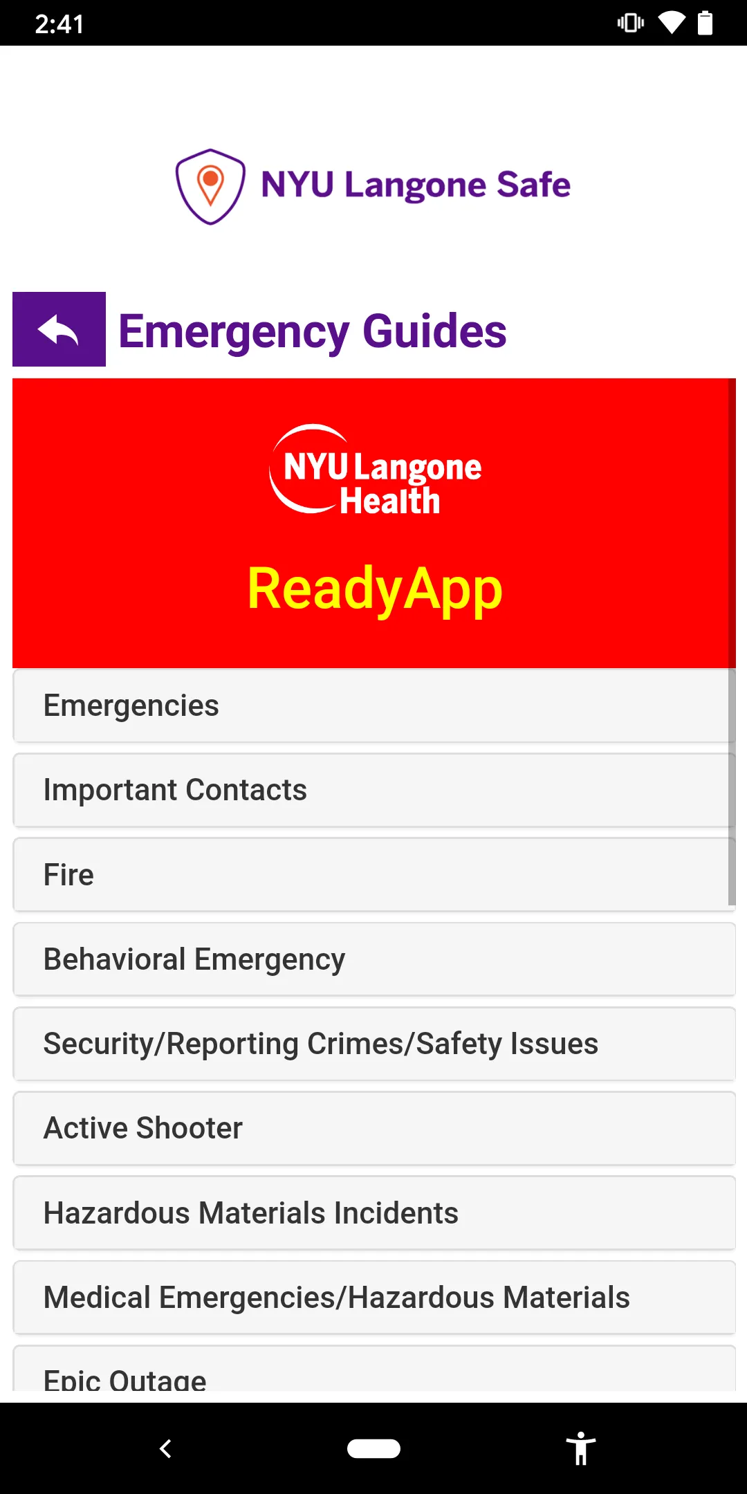 NYU Langone Safe | Indus Appstore | Screenshot