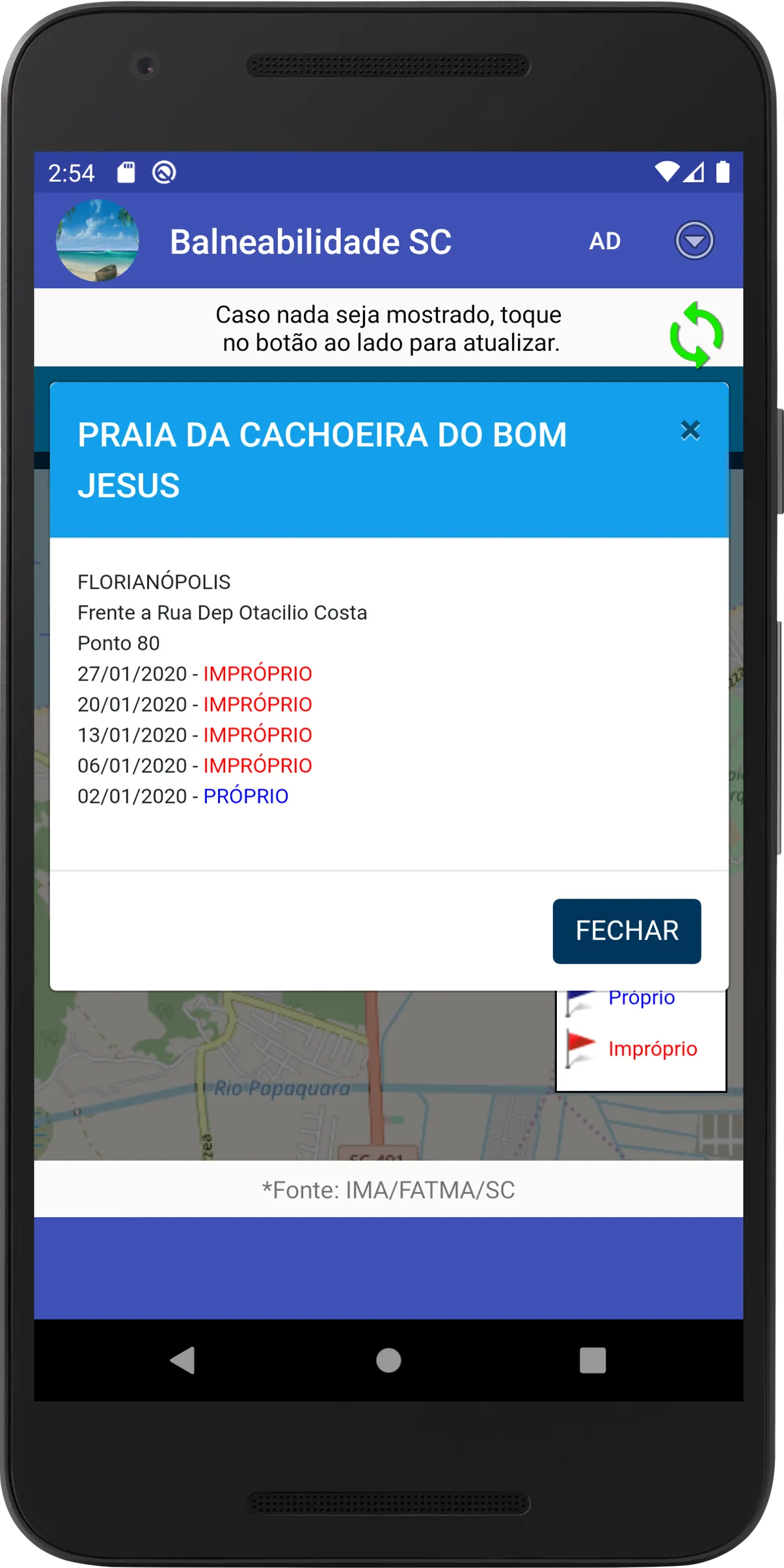 Balneabilidade Praias SC | Indus Appstore | Screenshot