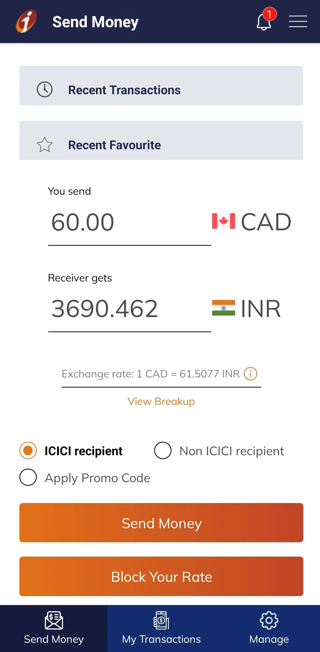 Money2India (Canada) | Indus Appstore | Screenshot