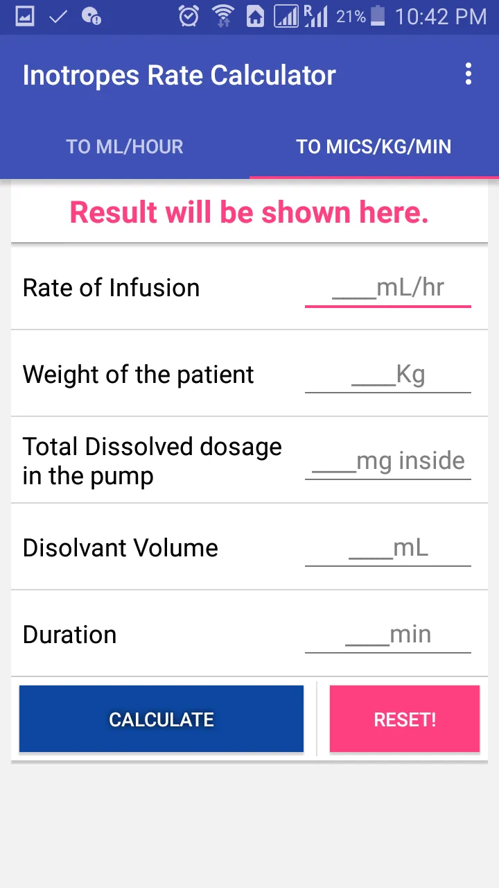 Inotropes Rate Calculator | Indus Appstore | Screenshot