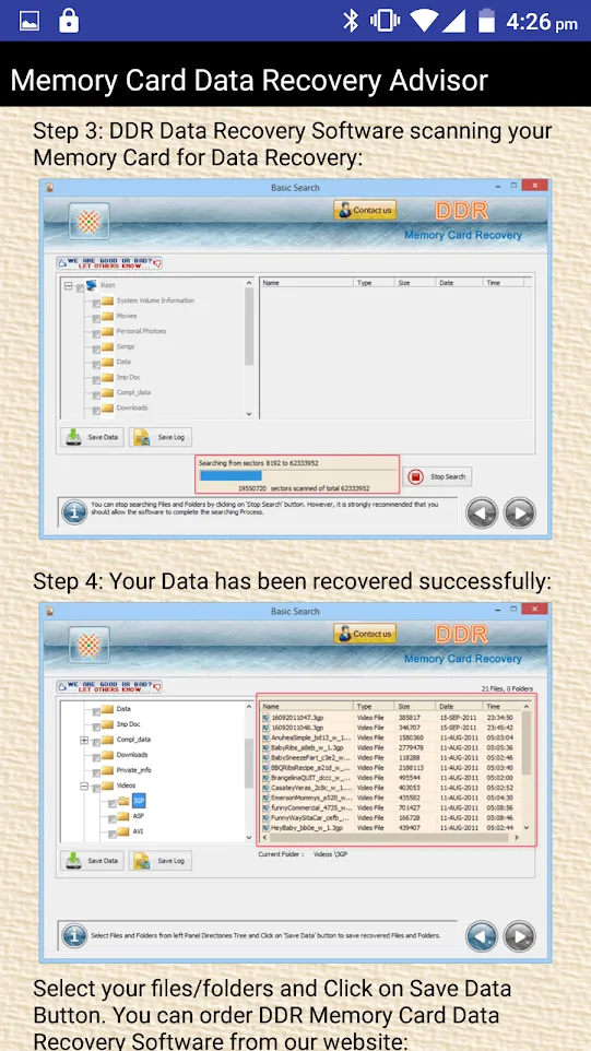 Memory Card Data Recovery Help | Indus Appstore | Screenshot